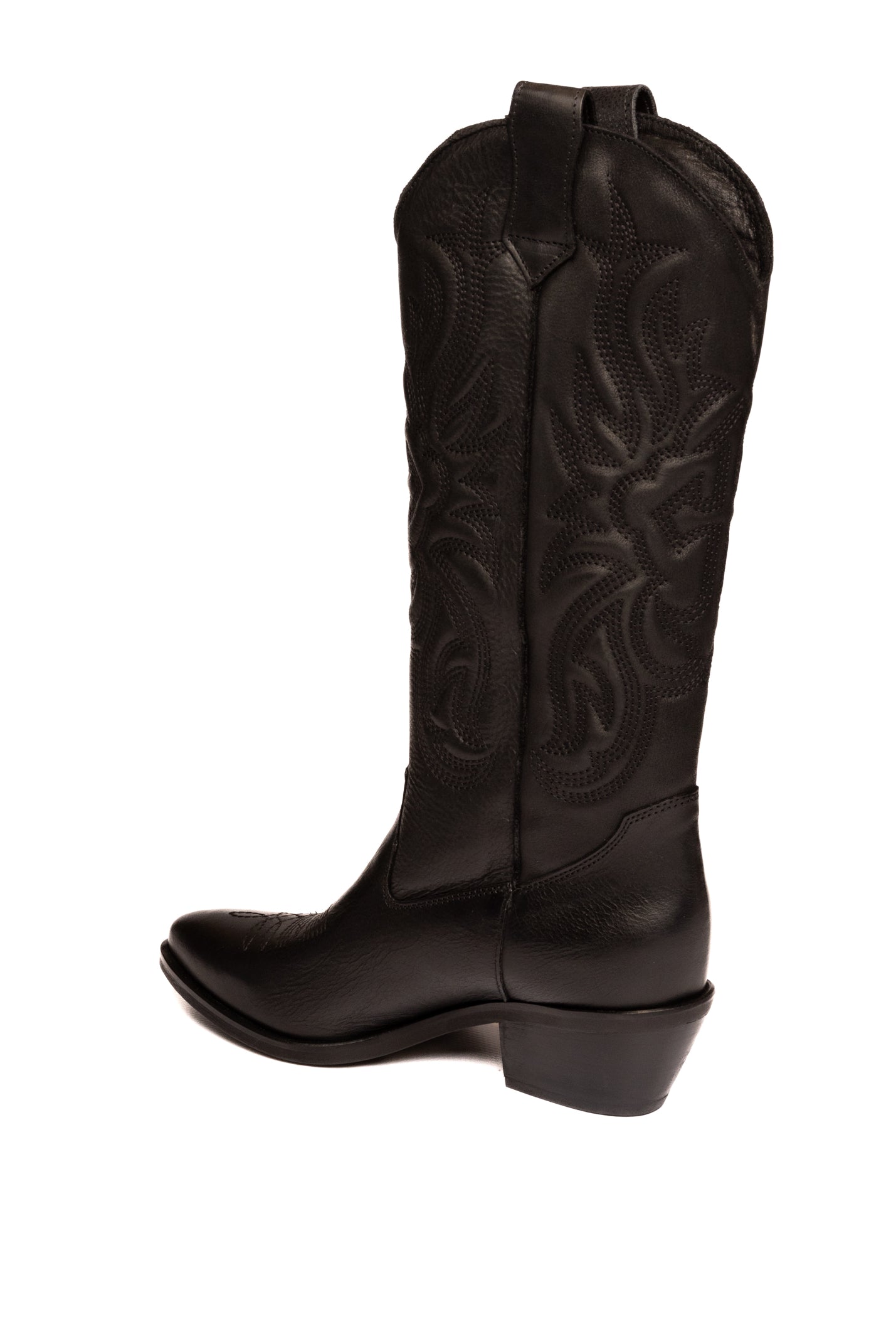 GISEL MOIRE Stivale texano in pelle nero CALIFORNIA VIT-NERO