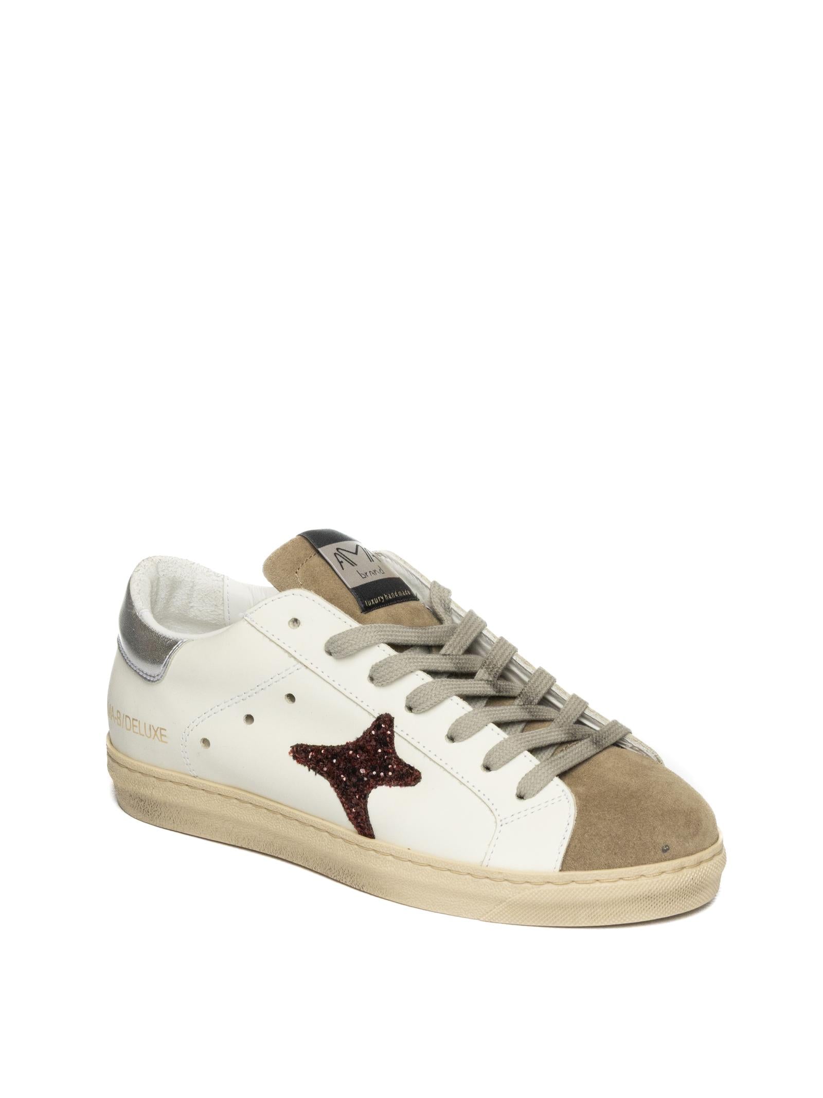 AMA BRAND DELUXE Sneaker pelle bianco/silver SNK D 4302-BIA/SILVER