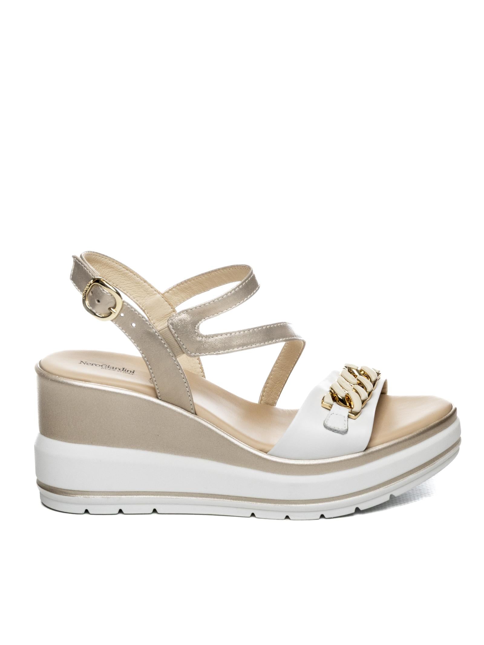 NERO GIARDINI Sandalo zeppa bianco E615962 LOIRA-BIANCO