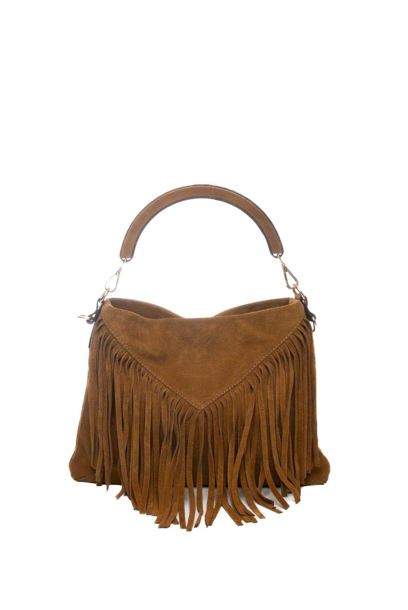 DI LORENZO borsa a spalla fiorellino marrone FIORELLINO CAMOSCIO-CUOIO