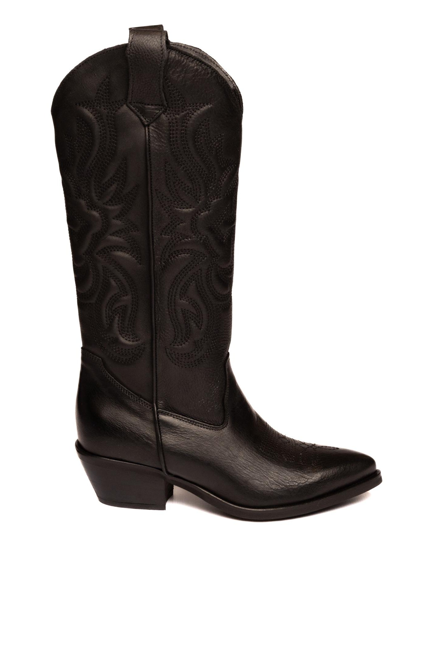 GISEL MOIRE Stivale texano in pelle nero CALIFORNIA VIT-NERO