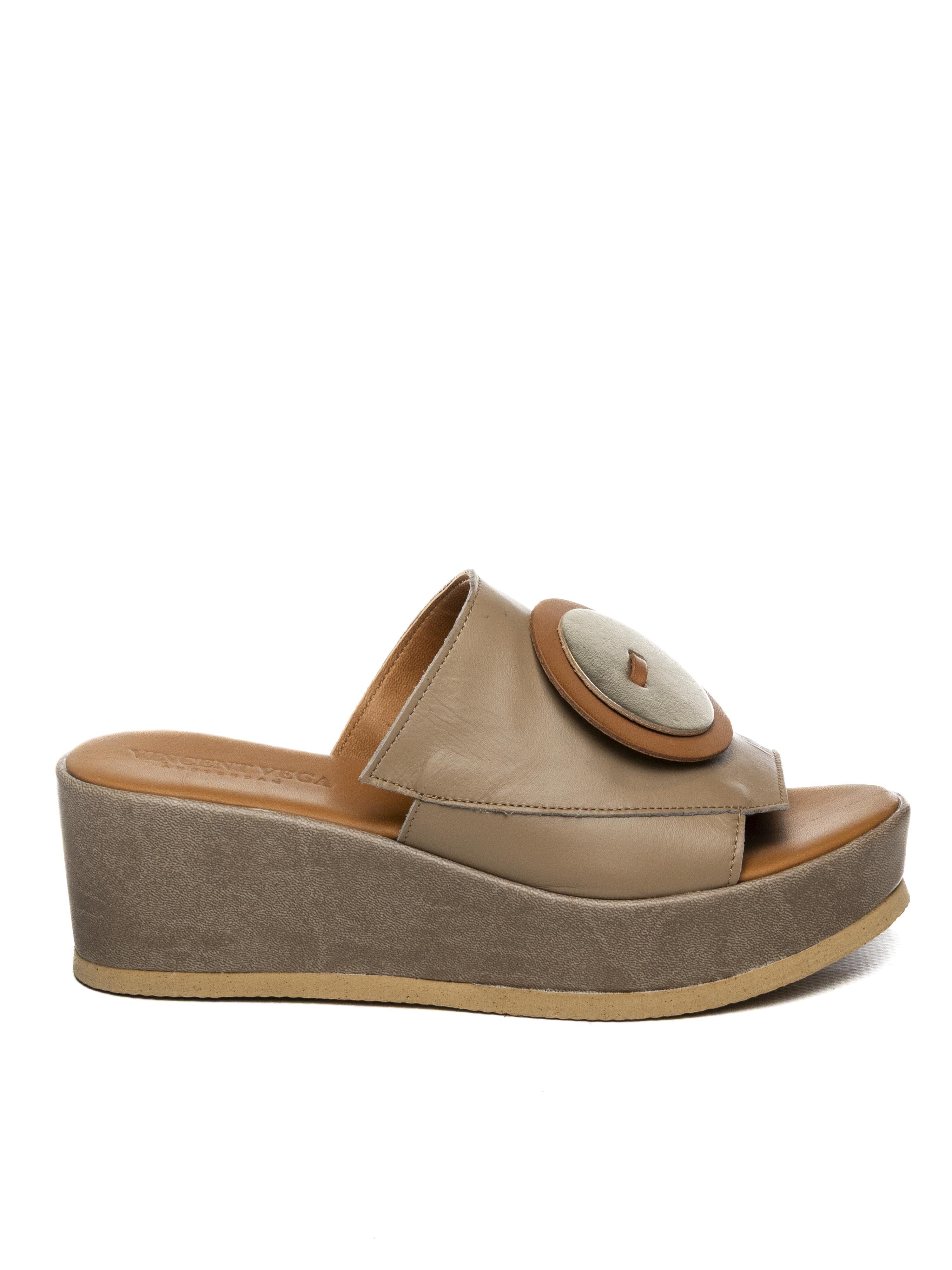 VINCENT VEGA Sandalo zeppa pelle taupe ARTYS ZP5 VIT-TAUPE