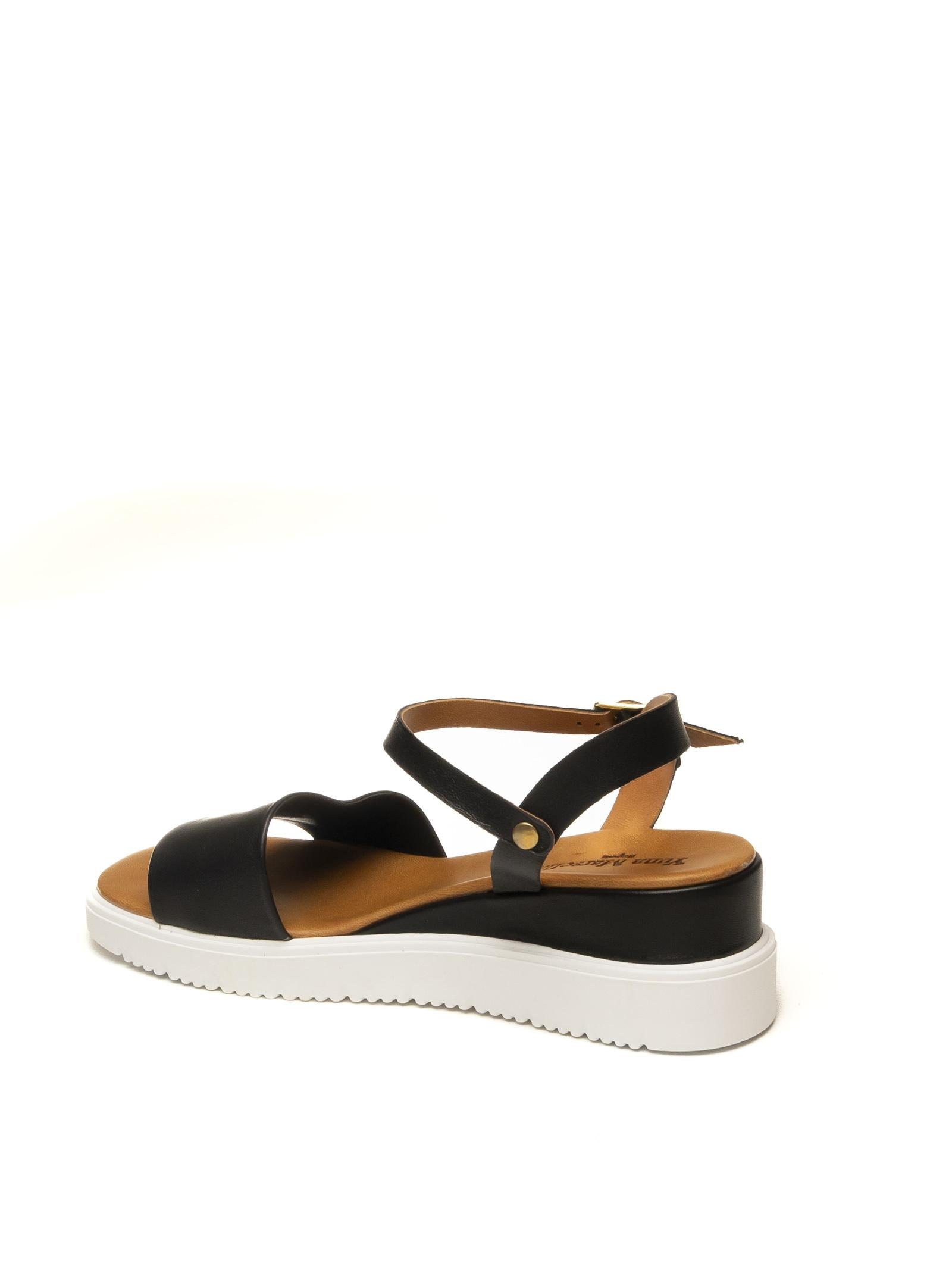YUNA MARSELLA Sandalo pelle nero FZ3-02 VIT-NERO