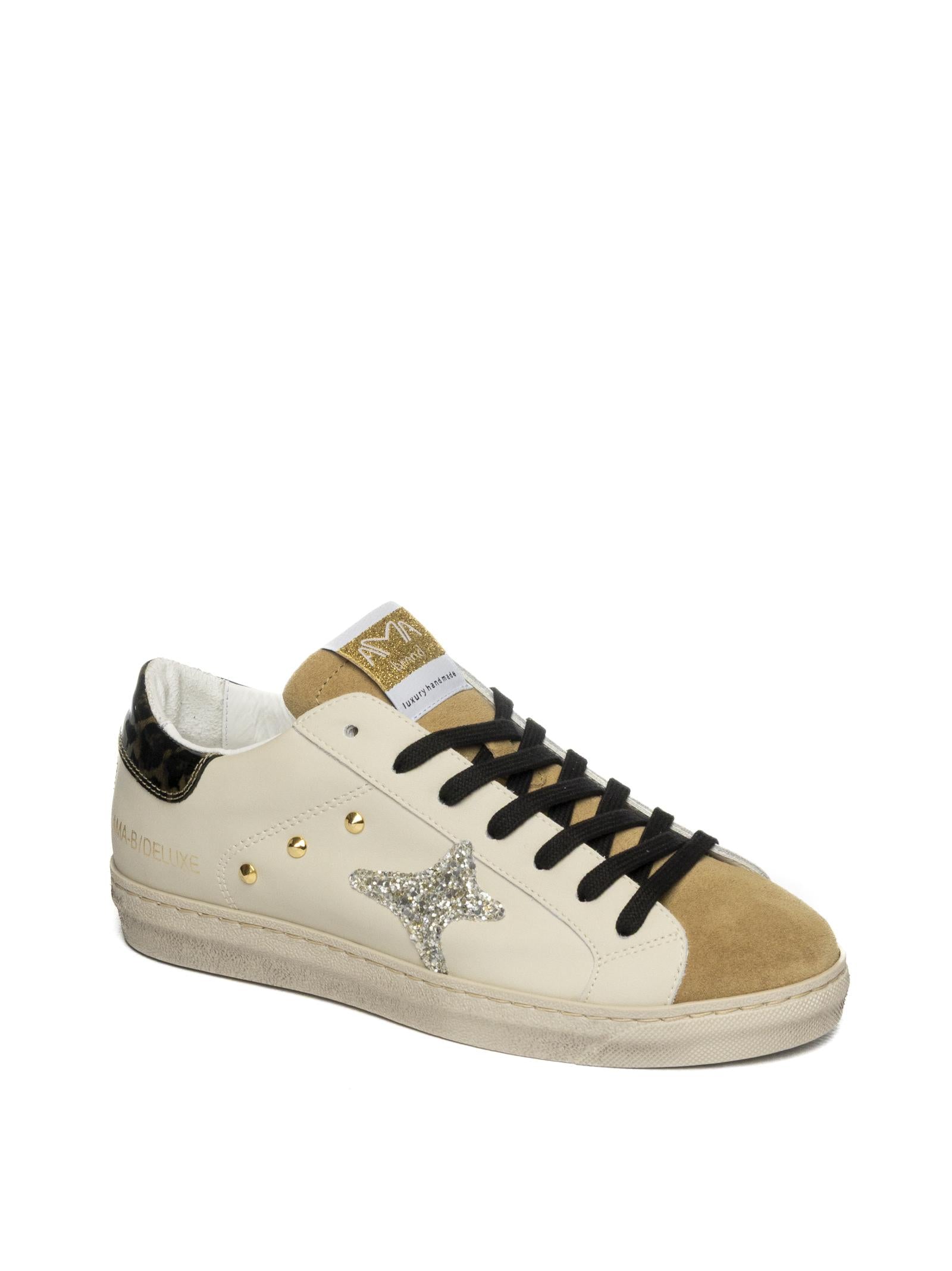 AMA BRAND DELUXE Sneaker pelle banco/beige SNK D 4300-BIA/LEOP