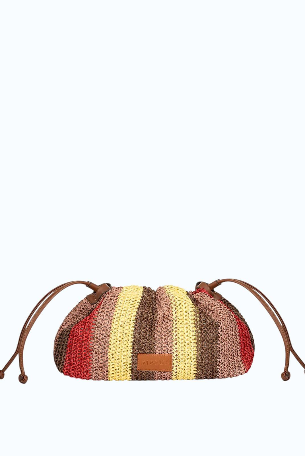 ME FUI Pochette mare donna con coulisse rosso/multi SW0090RD RAFIA-RED