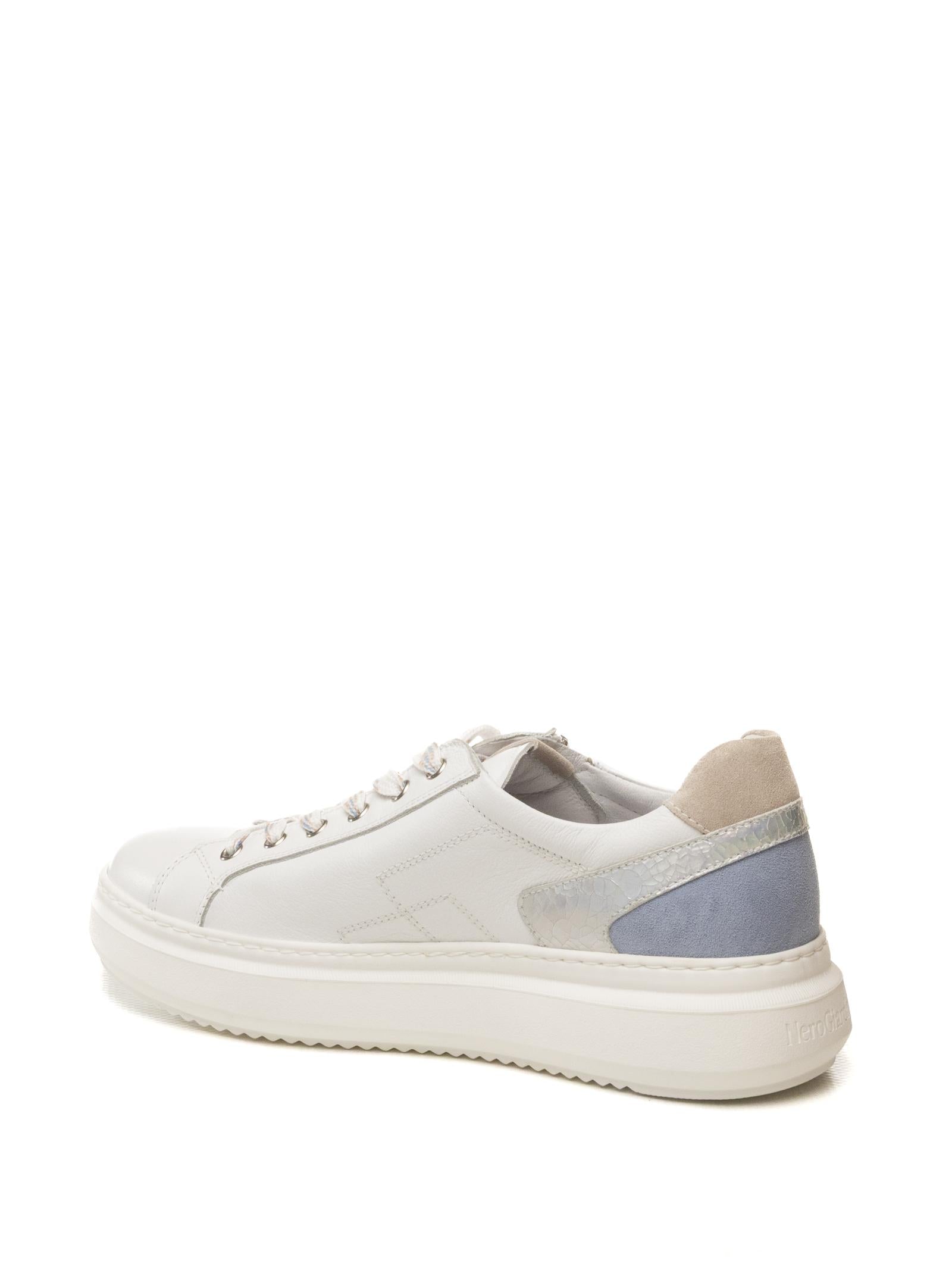 NERO GIARDINI Sneaker pelle bianco/azzurro/rosa E615285 CILE-707