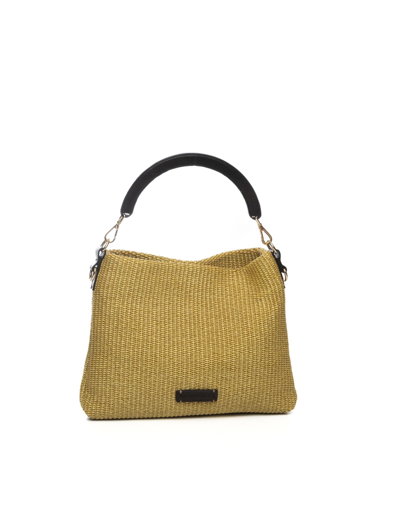 DI LORENZO borsa a spalla fiorellino senape FIORELLINO RAFFIA-SENAPE