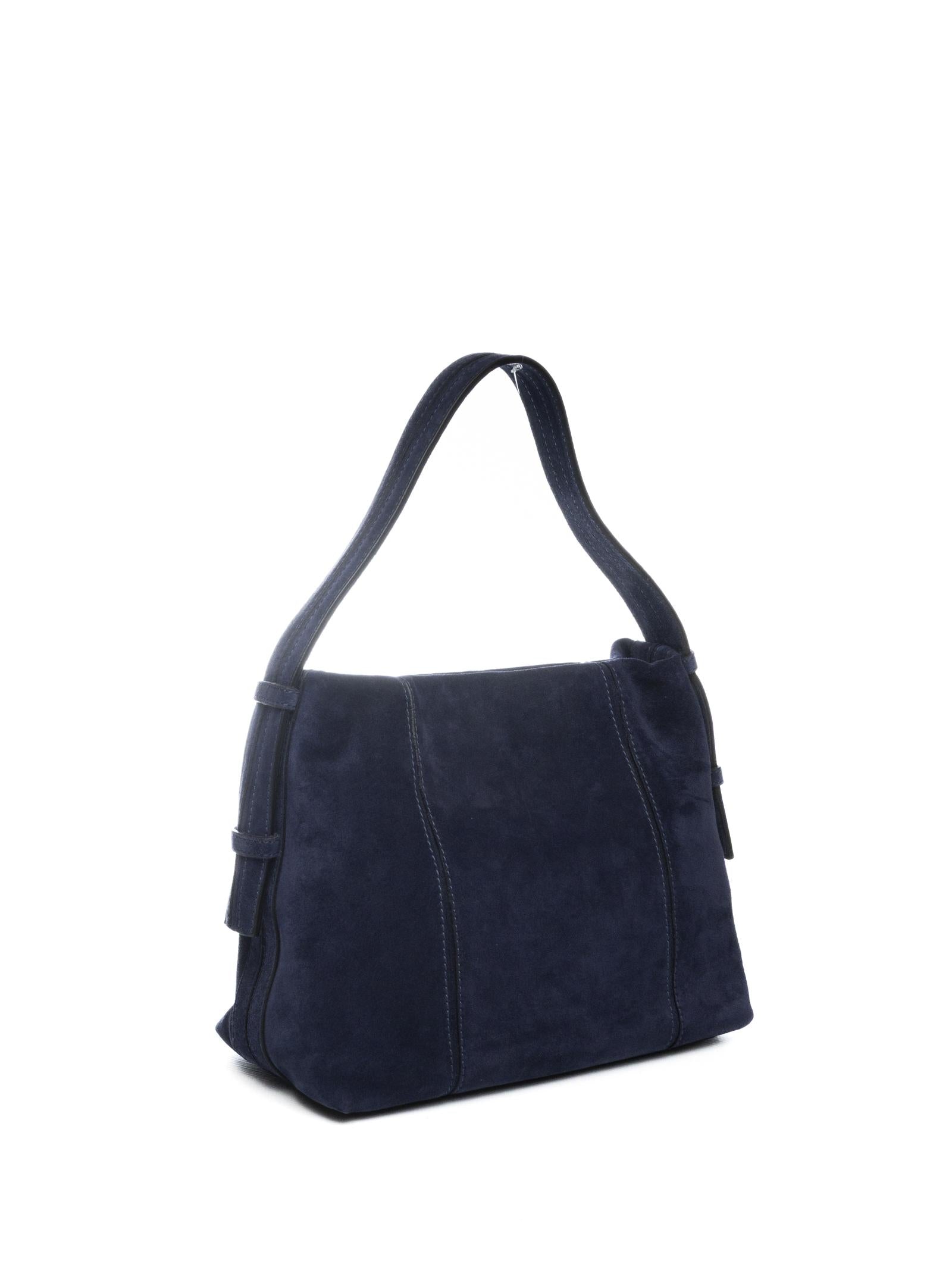 DI LORENZO borsa a spalla alice blu ALICE CAMOSCIO-BLU