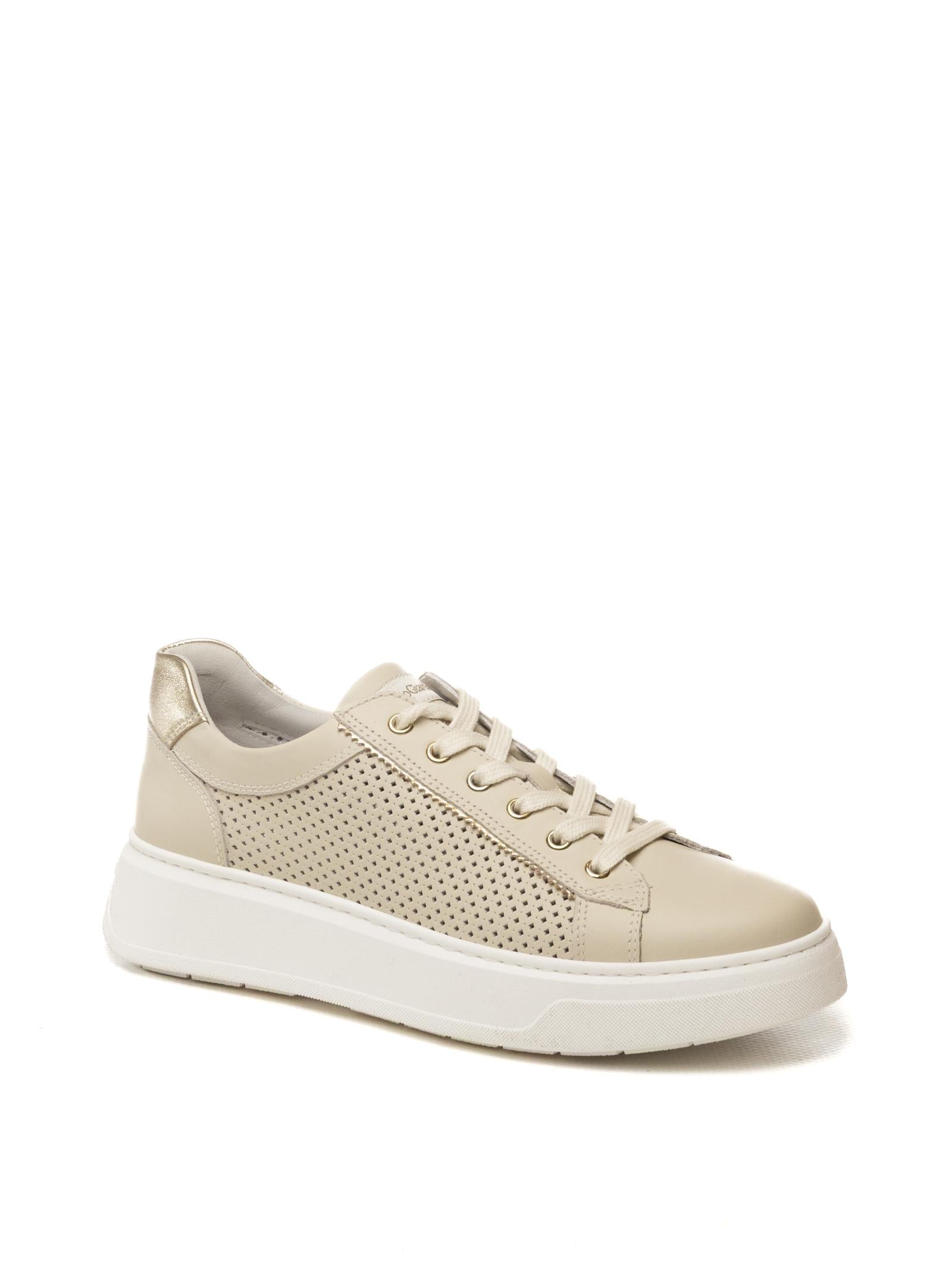 NERO GIARDINI Sneaker forata pelle beige E615274 VELVET-710