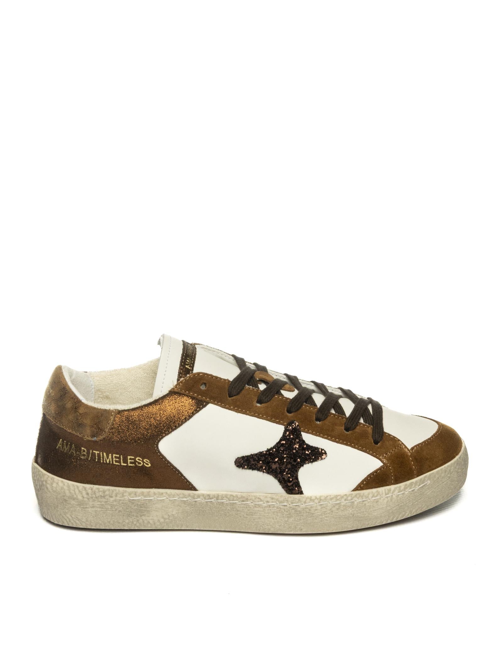 AMA BRAND DELUXE Sneaker timeless bianco/marrone TIME D 4430-BIA/MARRONE