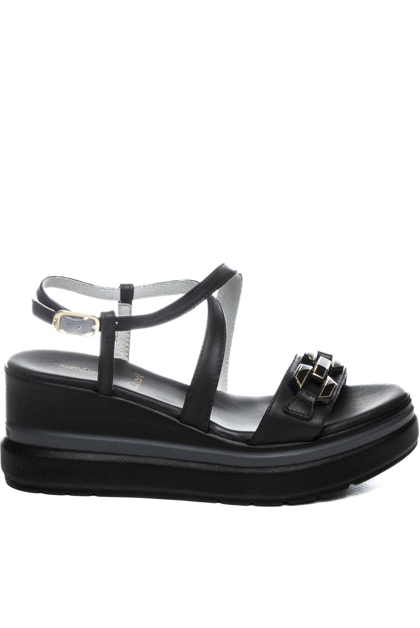 NERO GIARDINI Sandalo zeppa nero E615953 TAMIGI-NERO