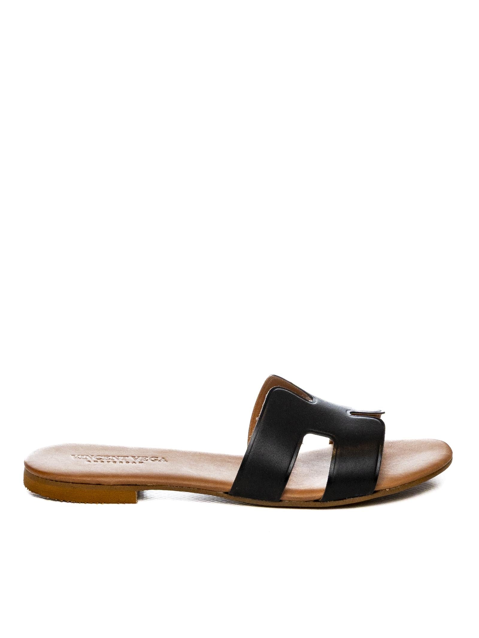 VINCENT VEGA Sandalo pelle nero P106 HD VIT-NERO