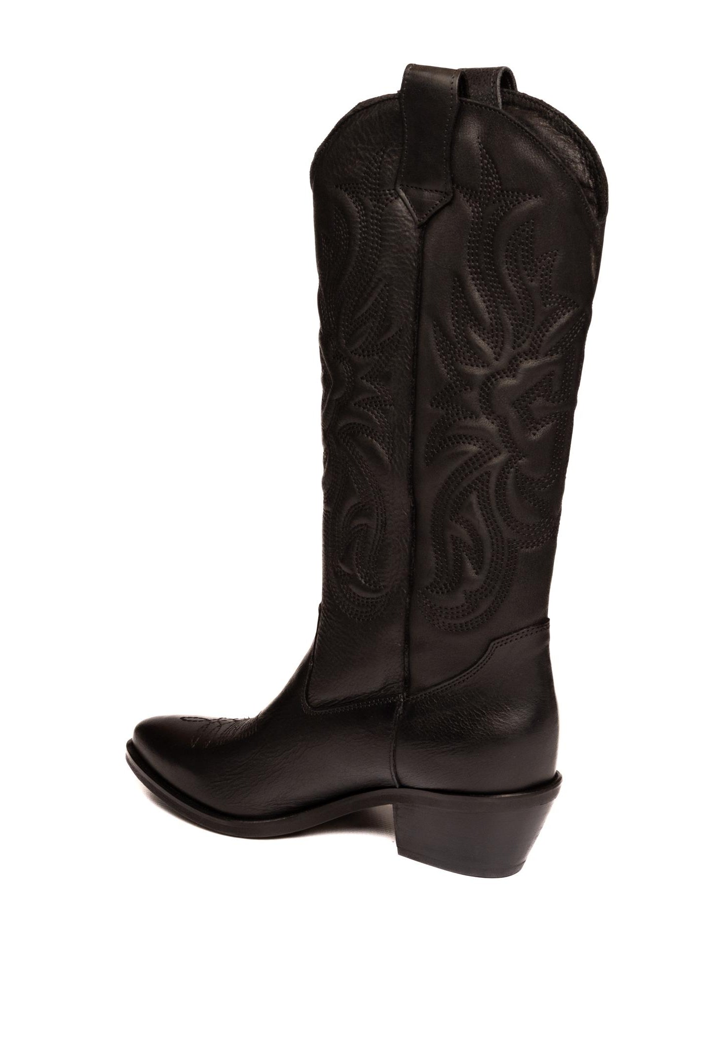 GISEL MOIRE Stivale texano in pelle nero CALIFORNIA VIT-NERO