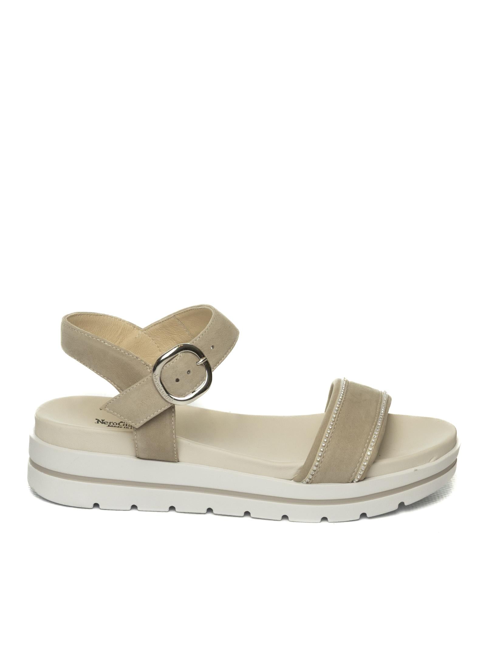 NERO GIARDINI Sandalo camoscio avorio 307813 SIERRA-NEBBIA