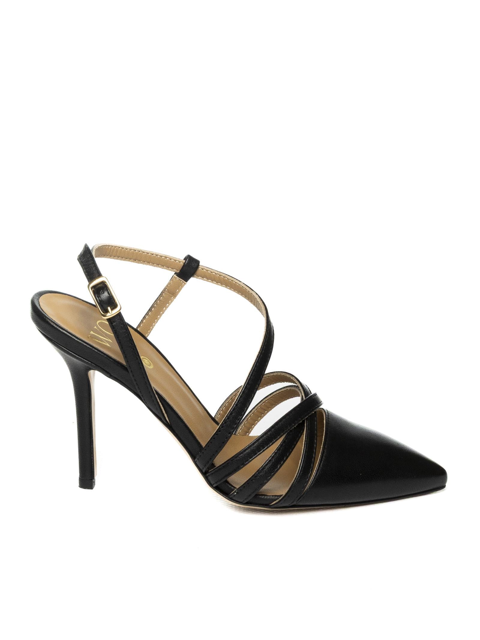 WO MILANO Sandalo pelle nero W215 SETA-NERO