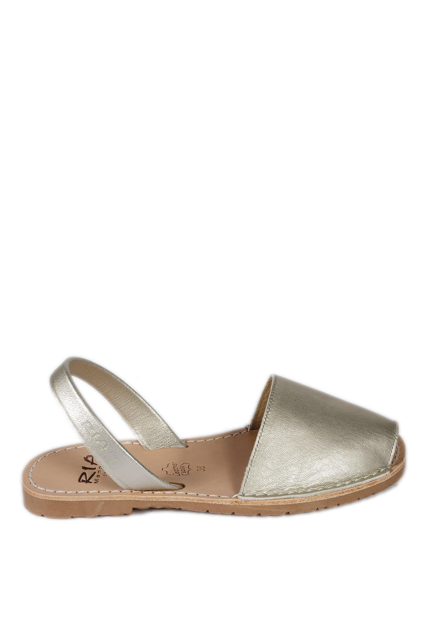RIA MENORCA sandalo flat pelle argento 20002 METALGRAIN-PEARL
