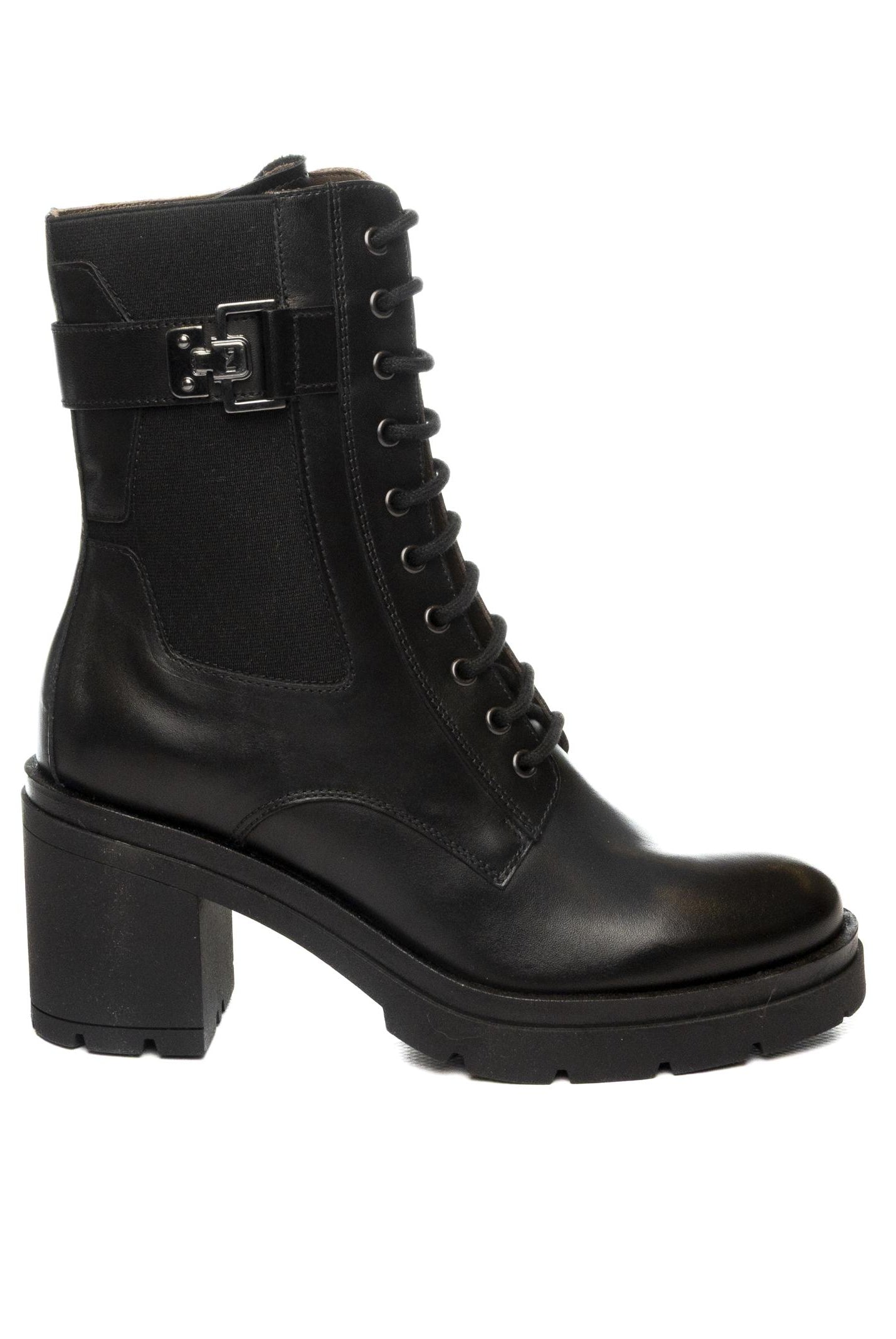 NERO GIARDINI Anfibio tacco pelle nero 514793 GUANTO-NERO
