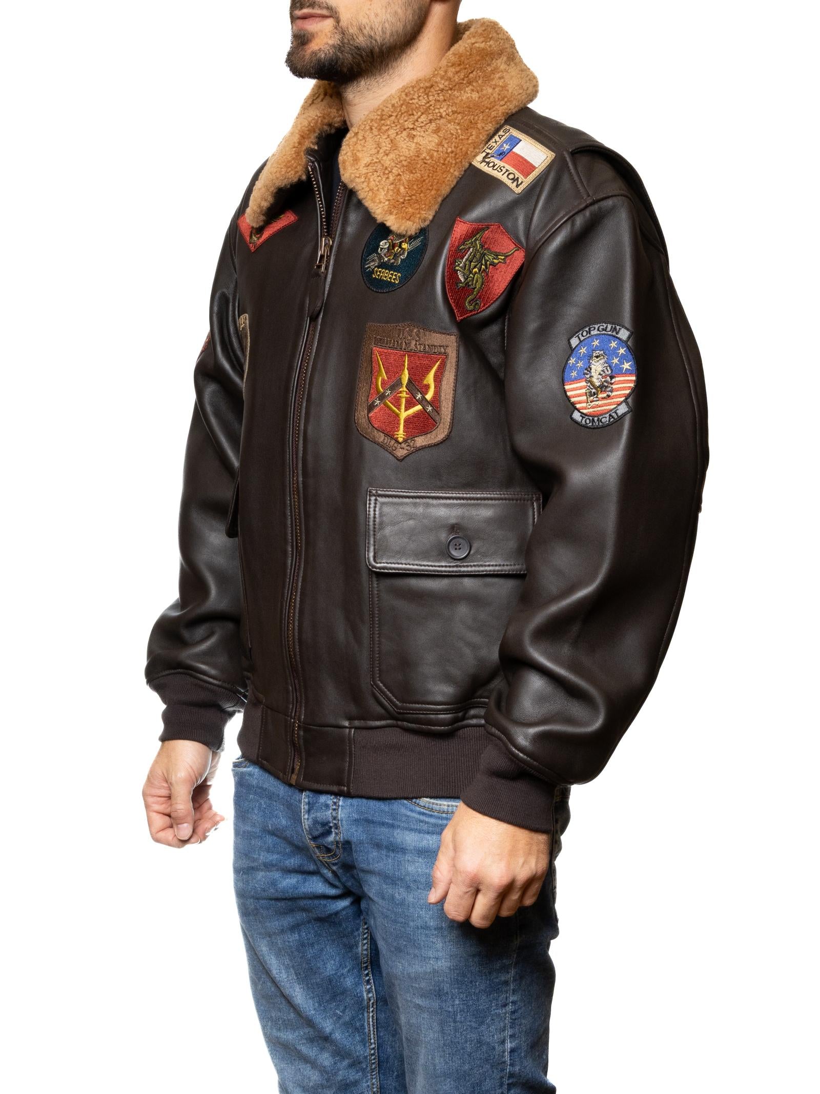 TOP GUN giubbino pelle marrone TOPGUN PELLE-MARRONE