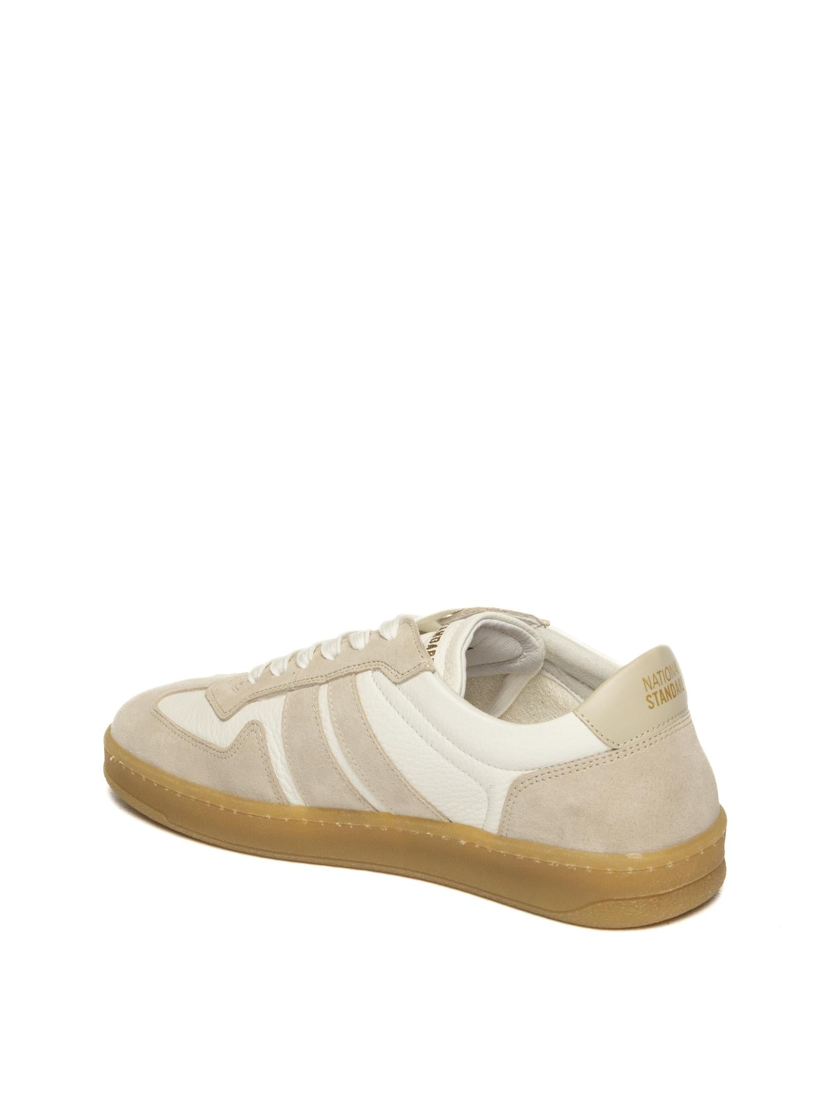 NATIONAL STANDARD Sneaker pelle bianco/beige ED.33U MEN.018-BIA/BEIGE