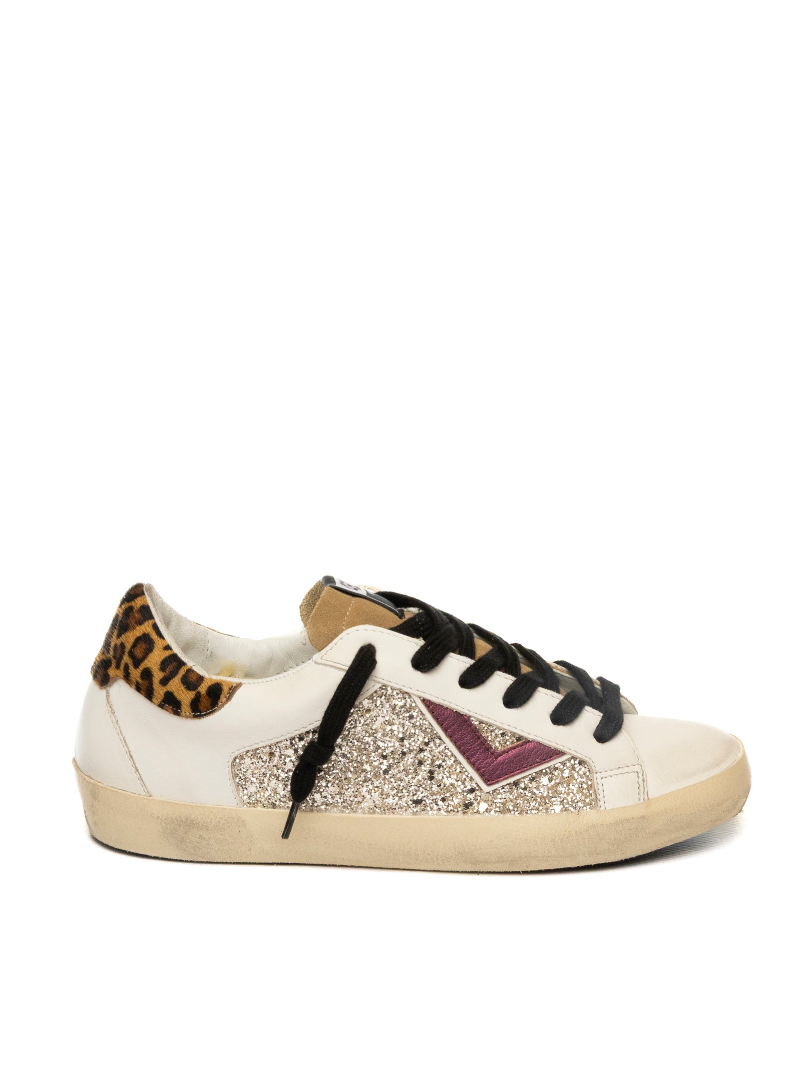 4B12 Sneaker suprime glitter bianco/oro SUPRIME D PELLE/GLITT-329 