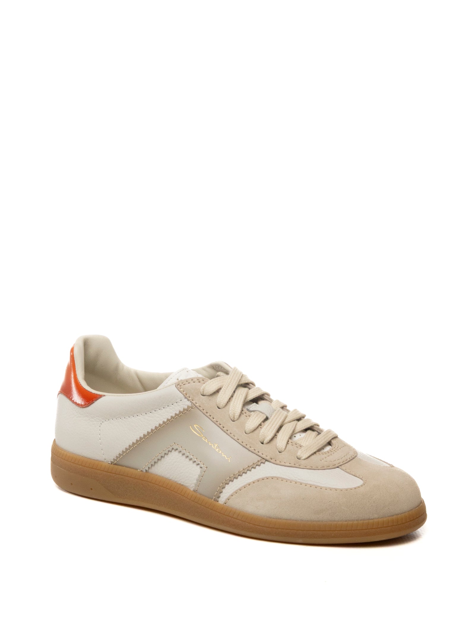 SANTONI Sneaker pelle bianco/arancio 21965 WHITE-185 