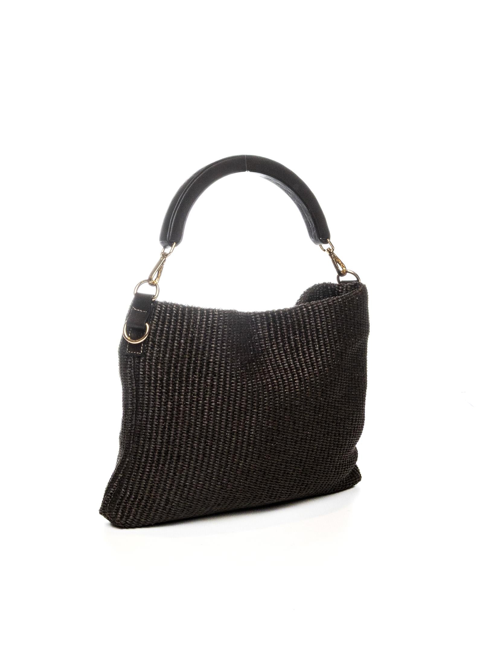 DI LORENZO borsa a spalla fiorellino testa di moro FIORELLINO RAFFIA-MORO/CAFFÈ 