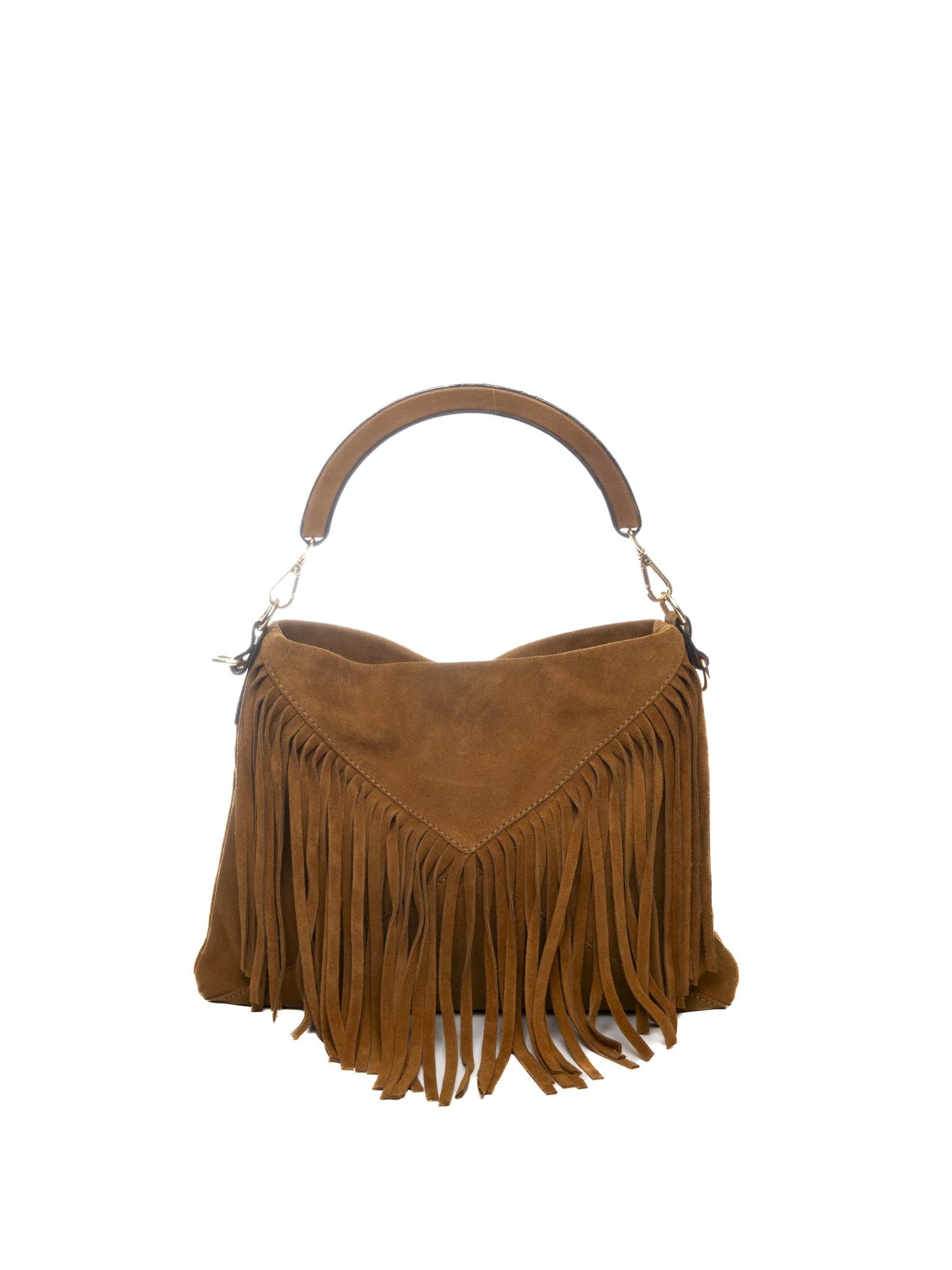 DI LORENZO borsa a spalla fiorellino marrone FIORELLINO CAMOSCIO-CUOIO 