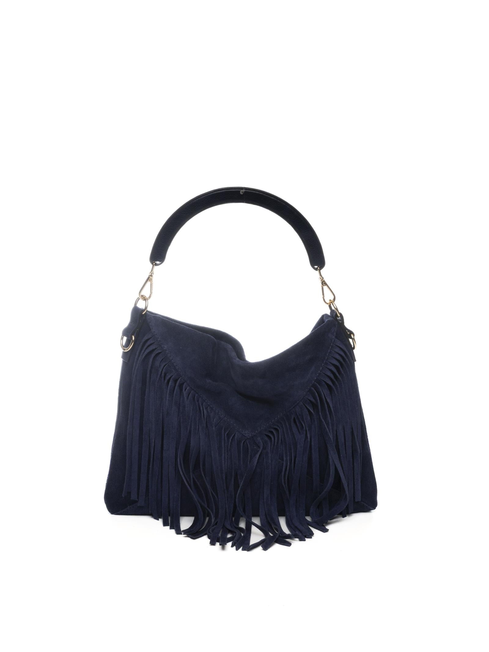 DI LORENZO borsa a spalla fiorellino blu FIORELLINO CAMOSCIO-BLU 