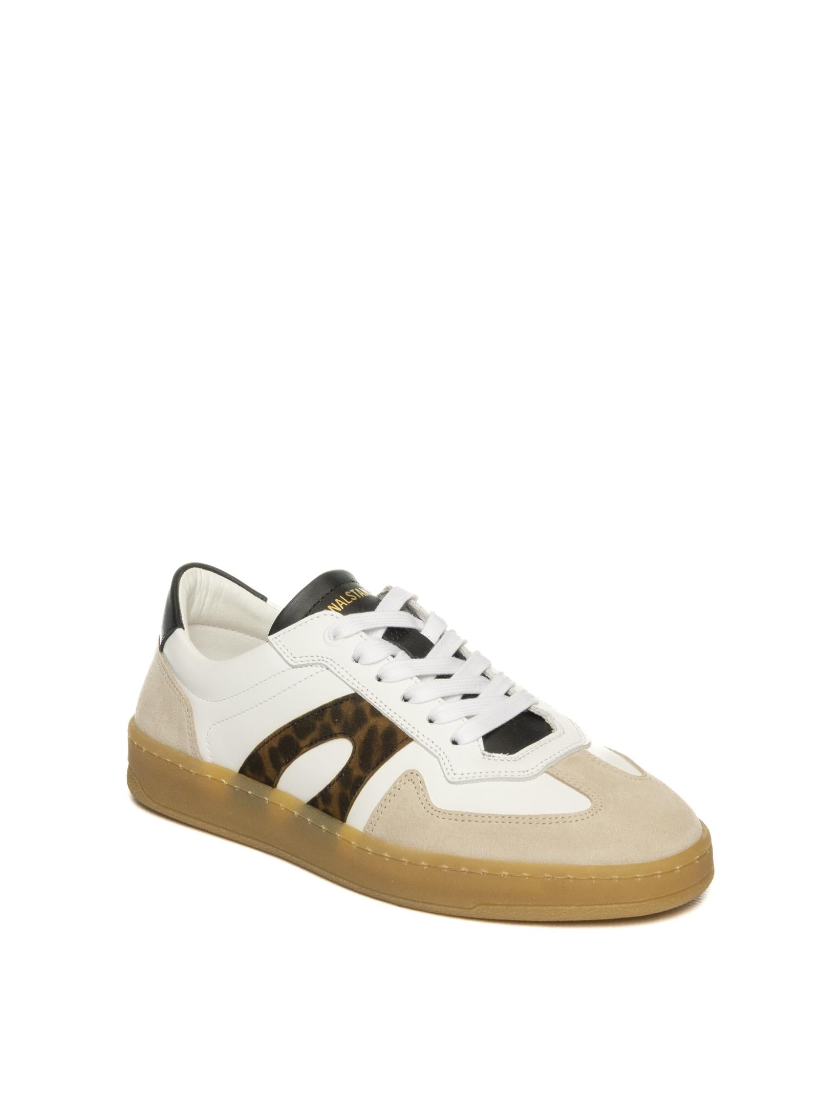 NATIONAL STANDARD Sneaker pelle bianco/animalier ED.33 WOM.020-BIA/ANIMAL 