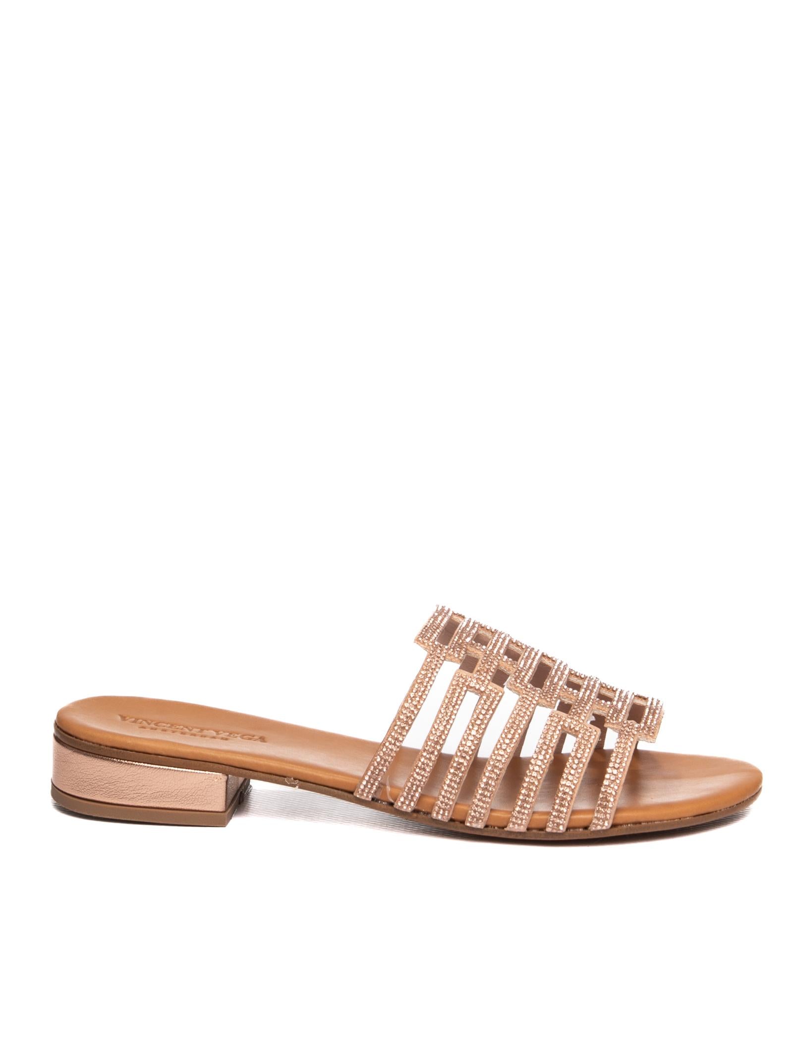 VINCENT VEGA Sandalo tina strass champagne P20 TINA STRIP-CHAMPAGNE 