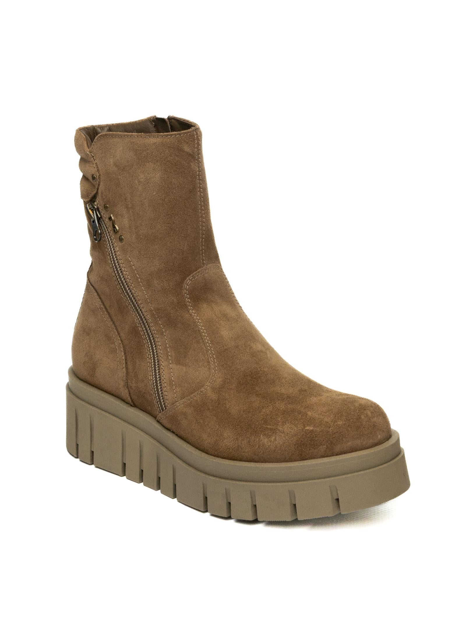 NERO GIARDINI Anfibio zeppa camoscio beige 514914 VELOUR-MOU 