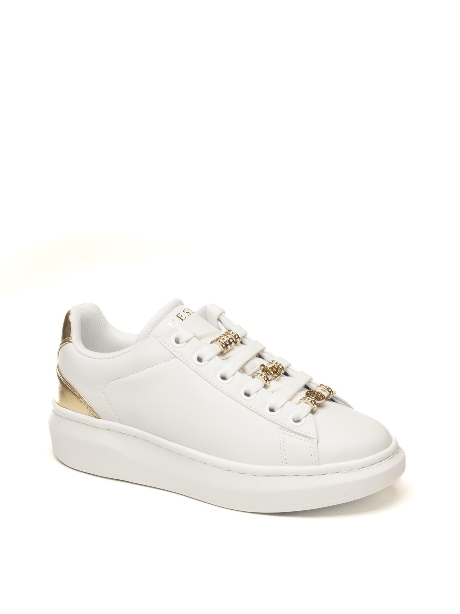 GUESS Sneaker fiona charme bianco/oro FLJFIO ELE12 FIONIA-WHT/PLT 