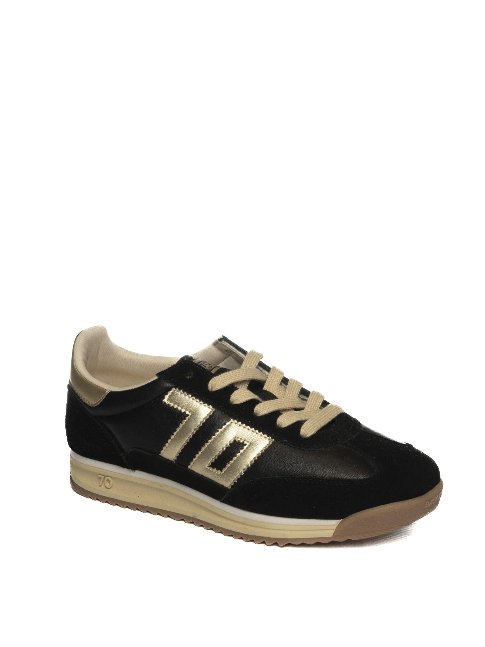 BACK 70 Sneaker jogger nero/oro JOGGER PELLE.N01-BLACK 
