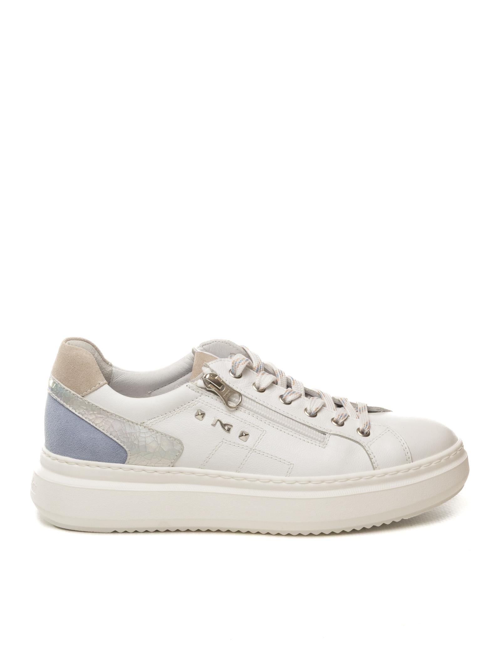 NERO GIARDINI Sneaker pelle bianco/azzurro/rosa E615285 CILE-707 