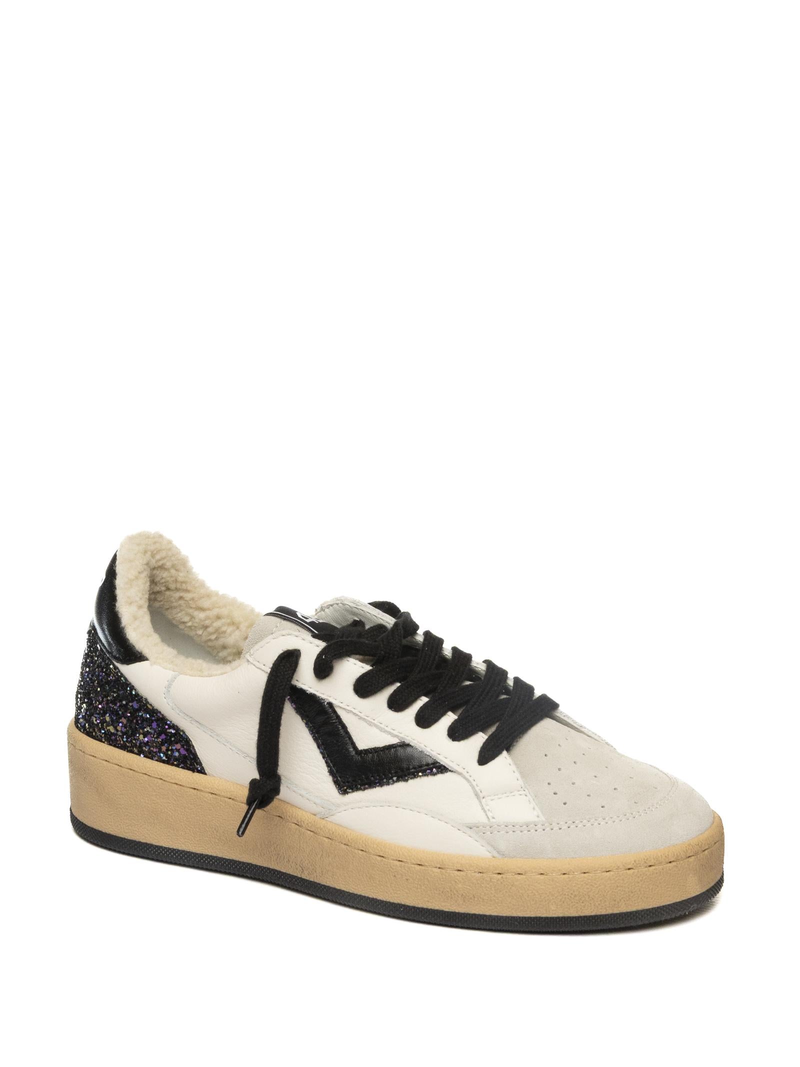 4B12 Sneaker play new glitter  bianco/nero PLAYNEW D PELLE/GLITT-226 