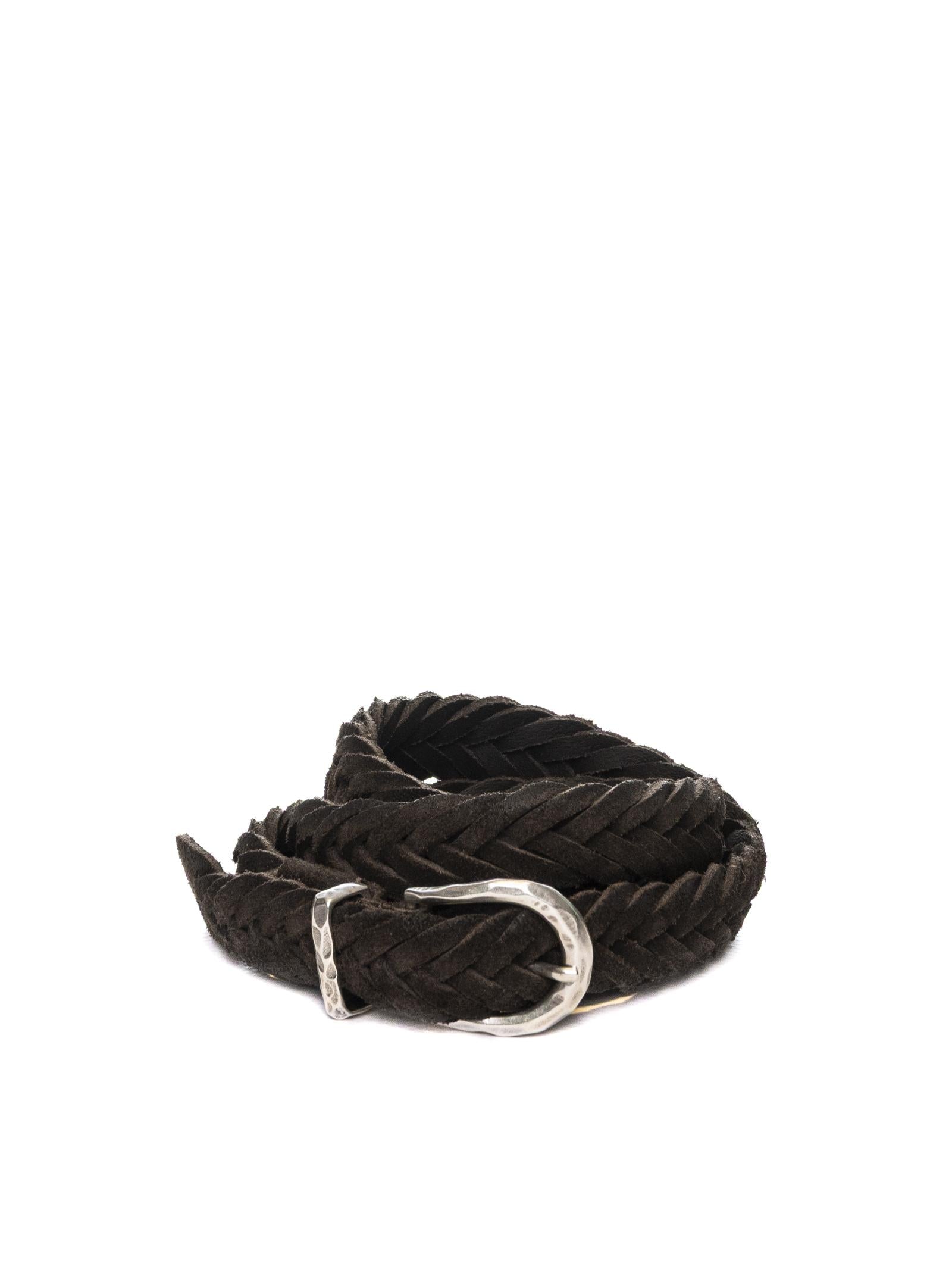 ITALIAN BELTS cintura camoscio testa di moro TRECCIA025 CAM-MORO 