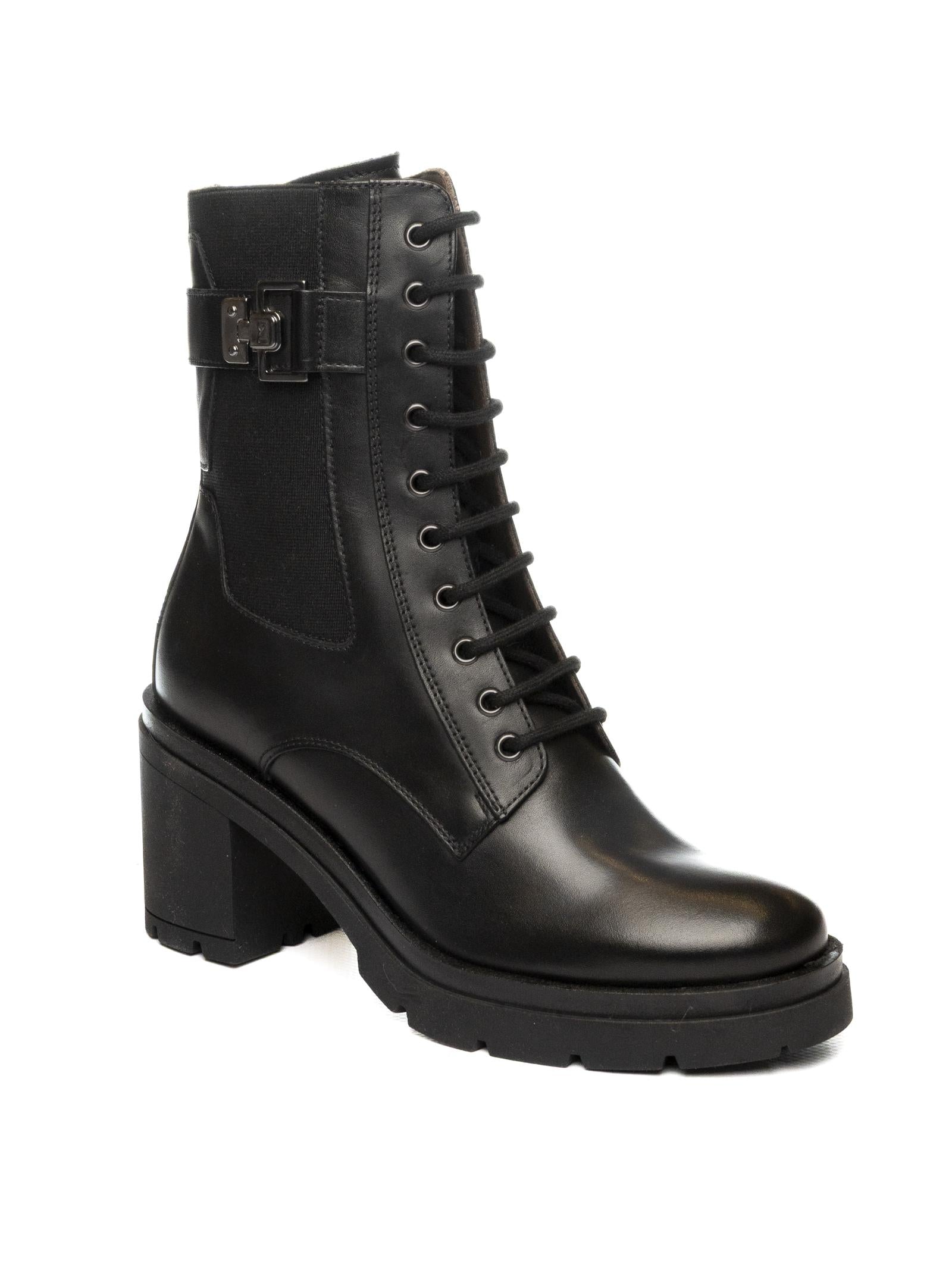NERO GIARDINI Anfibio tacco pelle nero 514793 GUANTO-NERO 