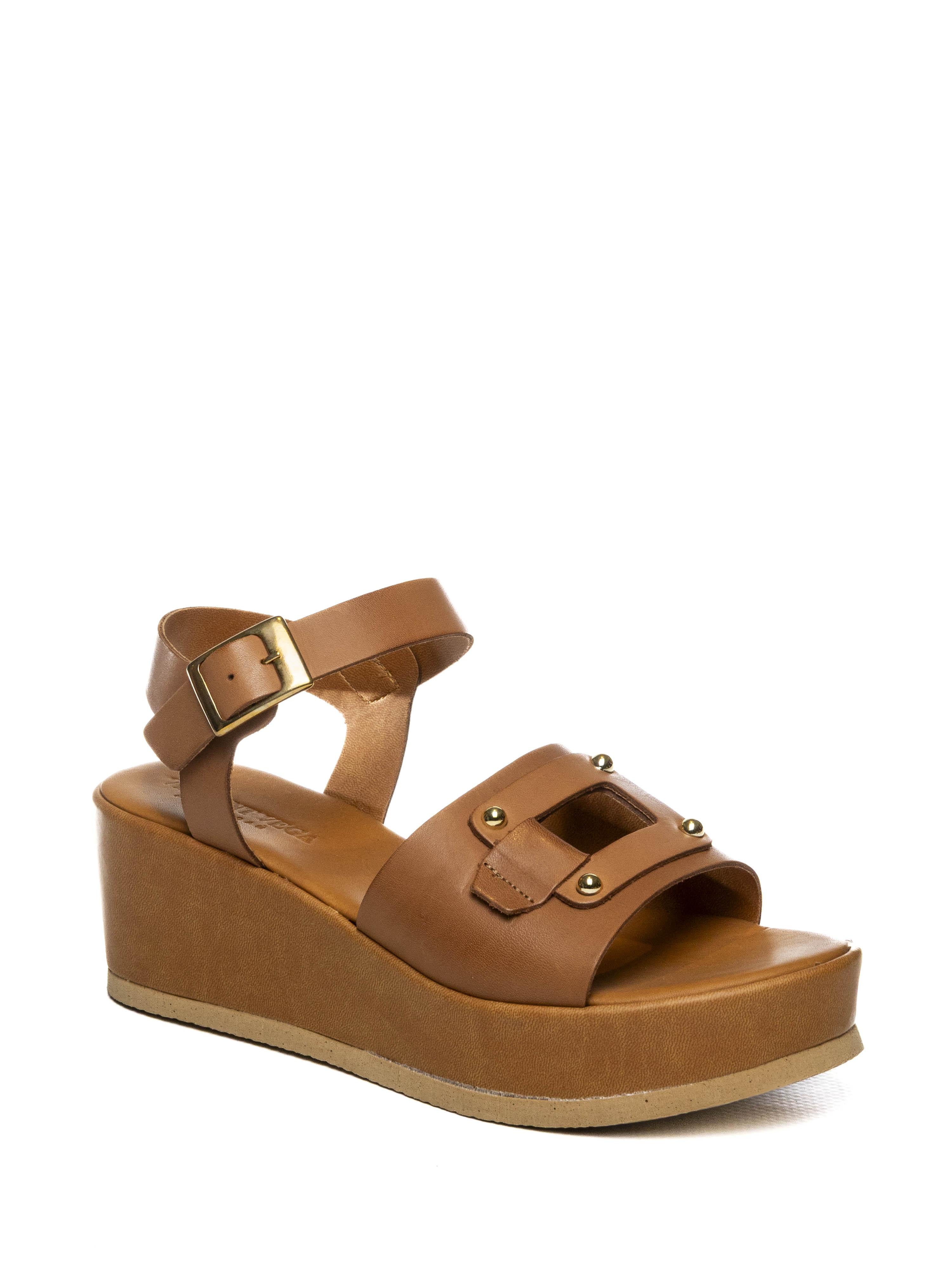 VINCENT VEGA Sandalo zeppa pelle cuoio TICKET  ZP5 VIT-CUOIO 