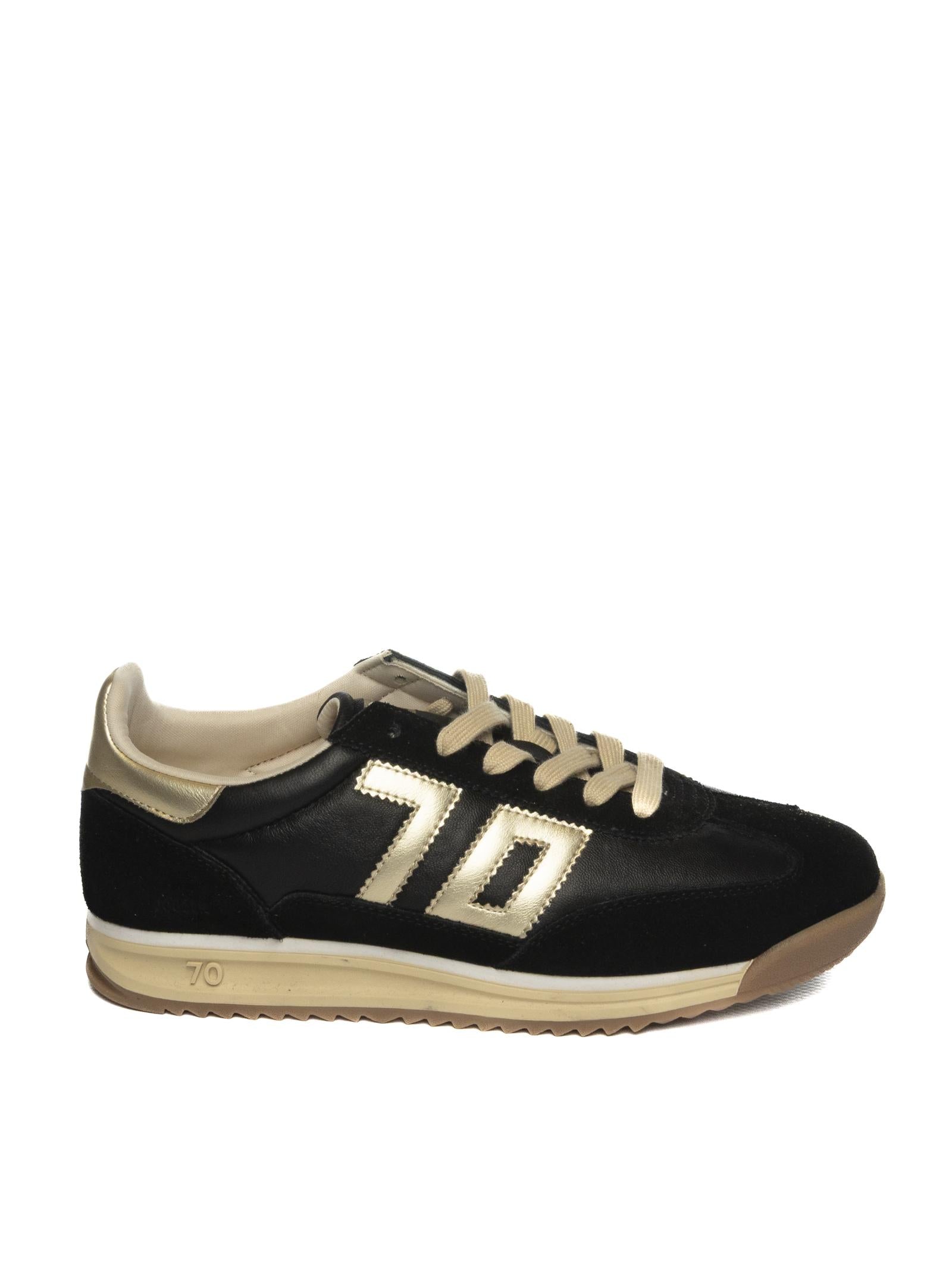 BACK 70 Sneaker jogger nero/oro JOGGER PELLE.N01-BLACK 
