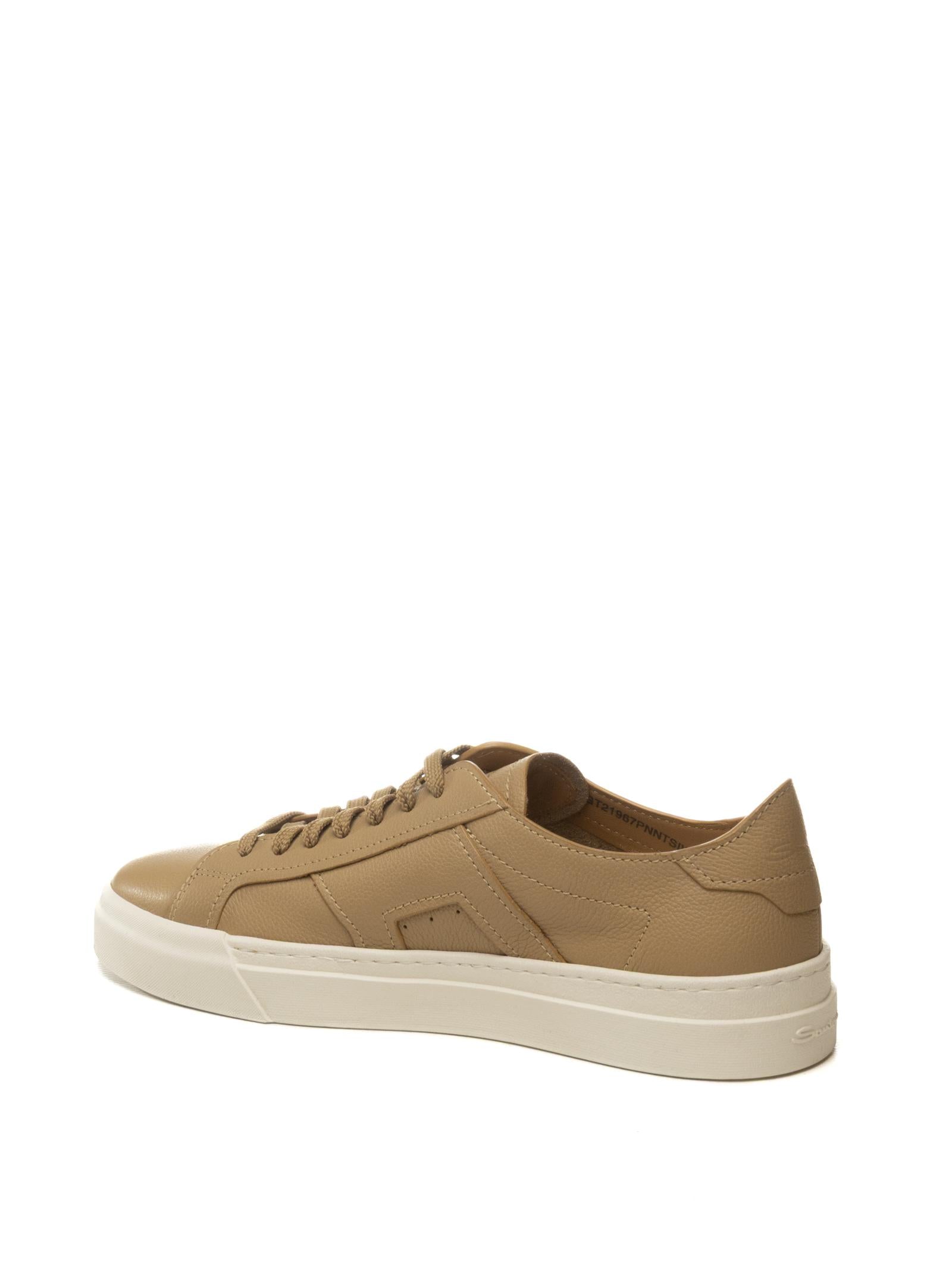 SANTONI Sneaker pelle beige 21967 LIGHT BROWN-C13 