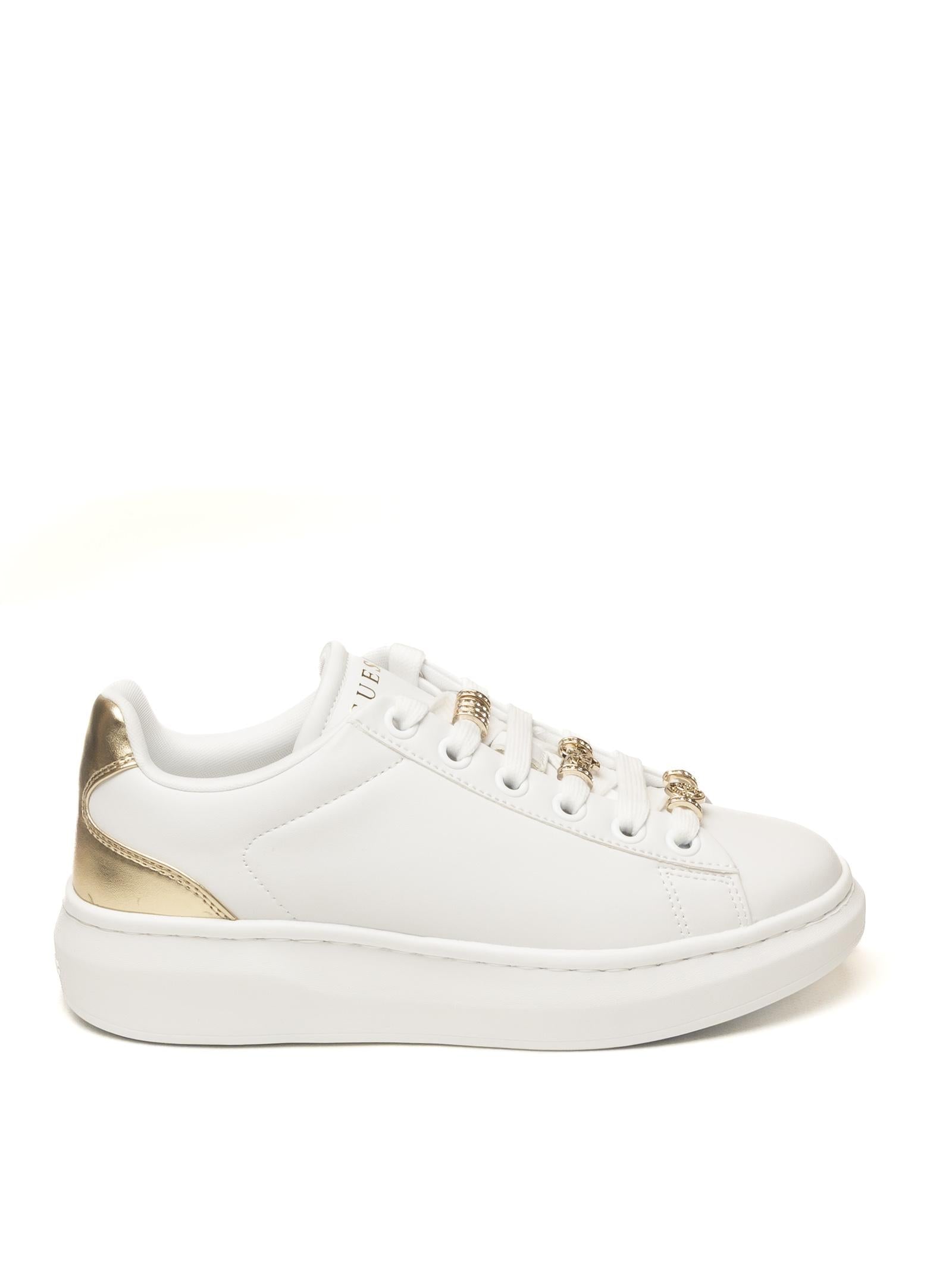 GUESS Sneaker fiona charme bianco/oro FLJFIO ELE12 FIONIA-WHT/PLT 