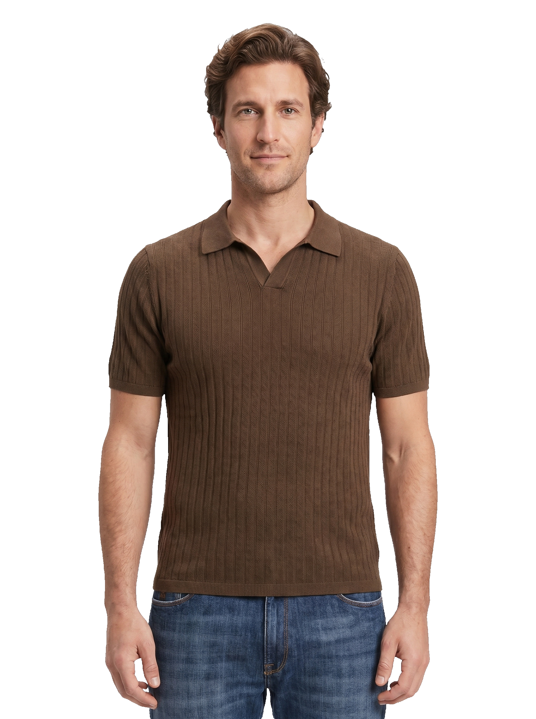 PEOPLE OF SHIBUYA polo cotone marrone scuro RAZUBERI DONGQI-280 