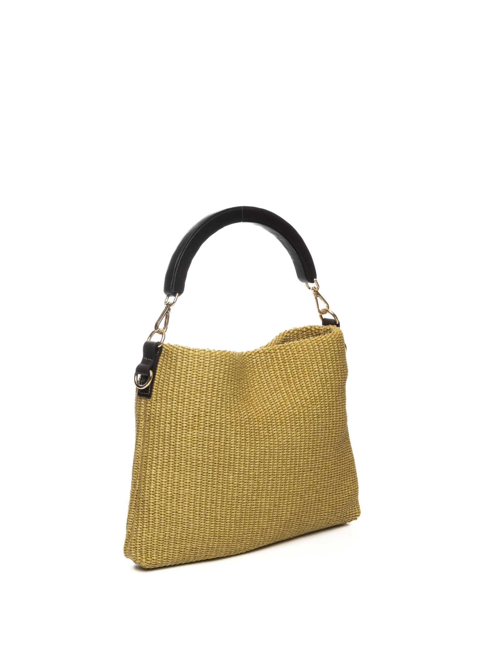 DI LORENZO borsa a spalla fiorellino senape FIORELLINO RAFFIA-SENAPE 