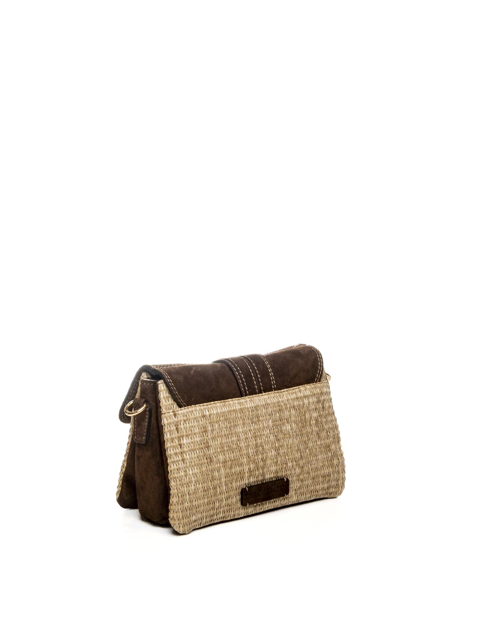 DI LORENZO borsa a spalla sabrina beige/testa di moro SABRINA RAFIA-BEI/MORO 
