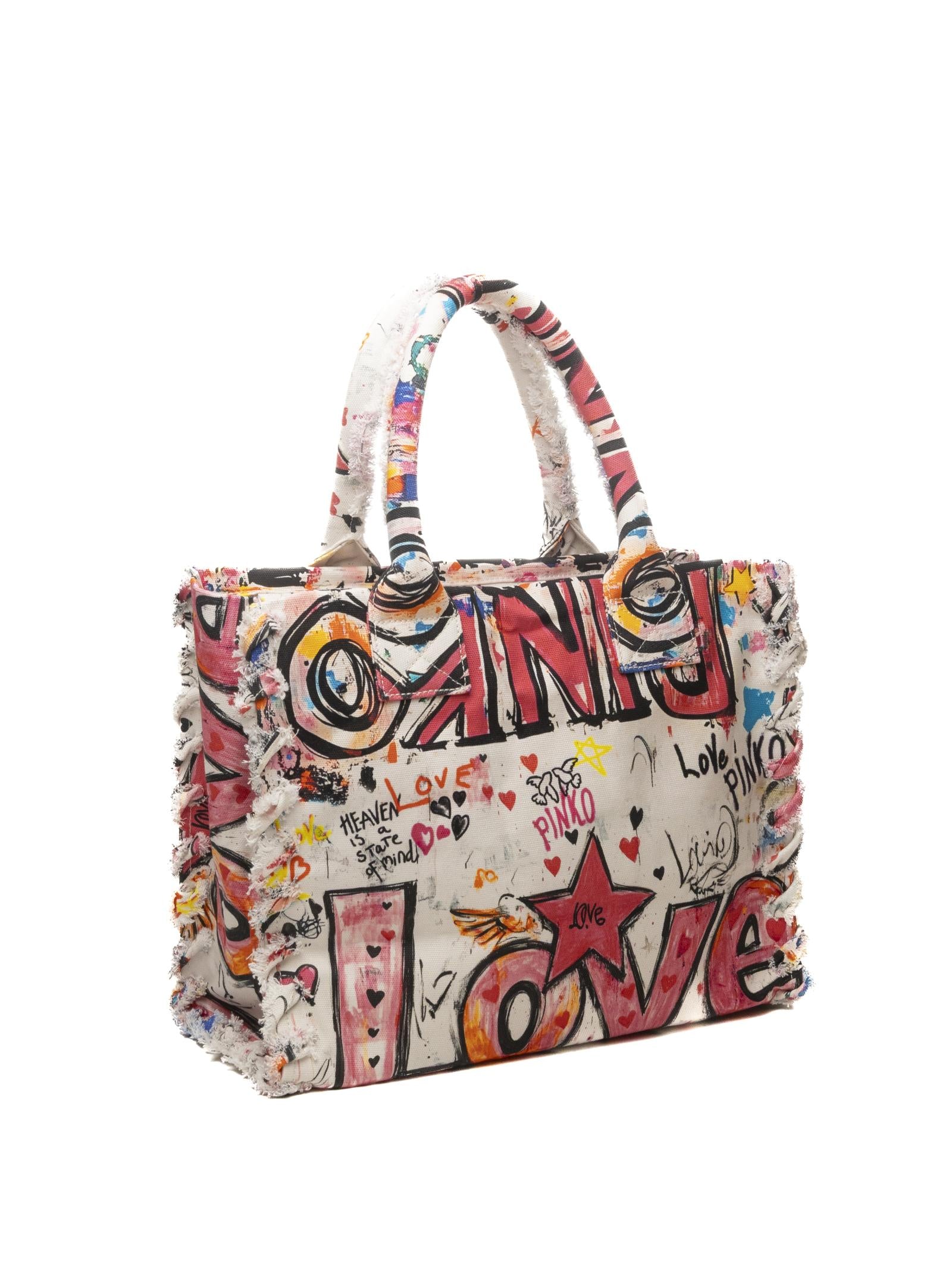 PINKO borsa a mano beach shopper bianco multi 106673-A3A4 BEACH SHOPPER-ZW0Q 
