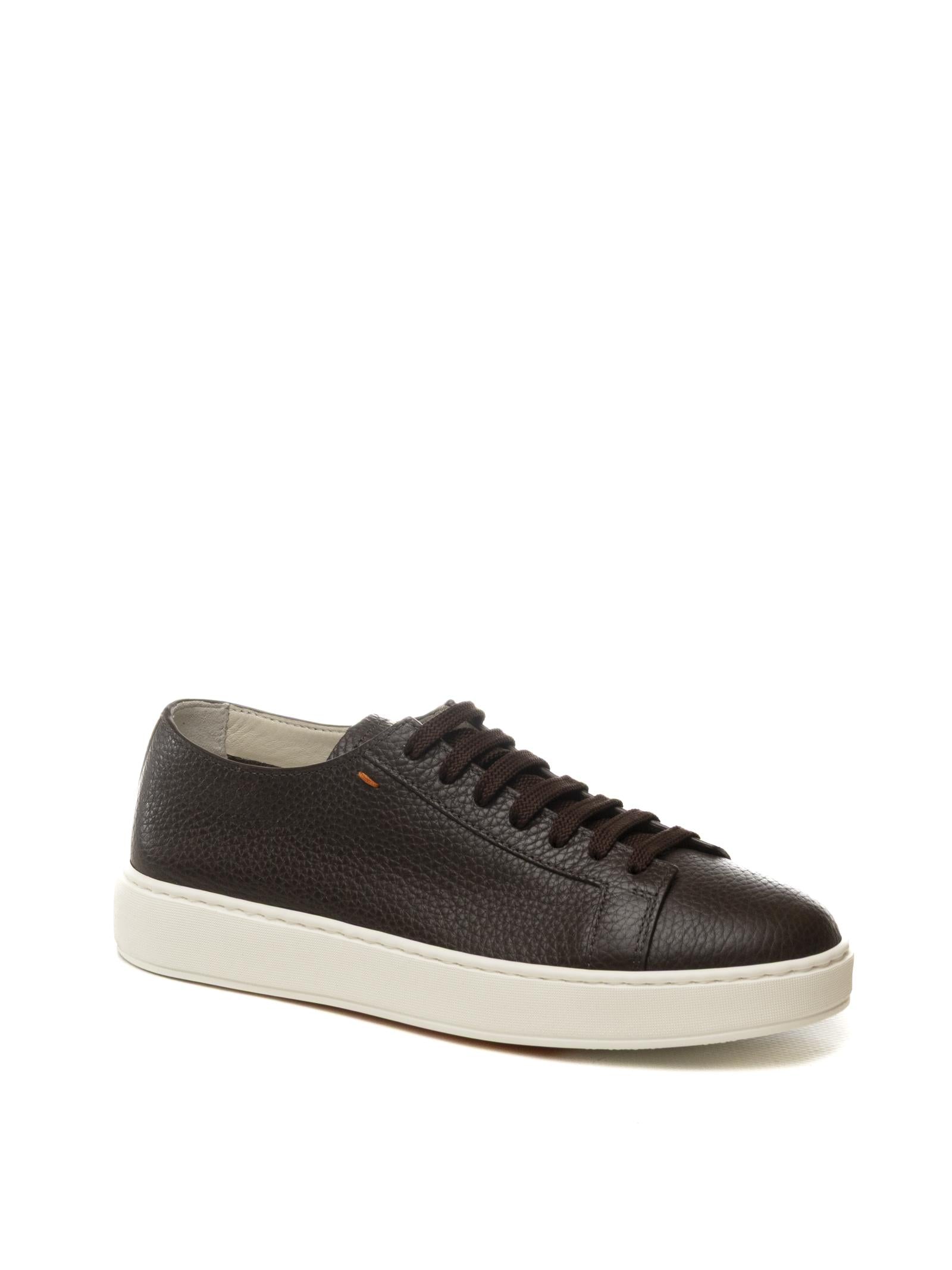 SANTONI Sneaker pelle moro 21571 DARK BROWN-T51 