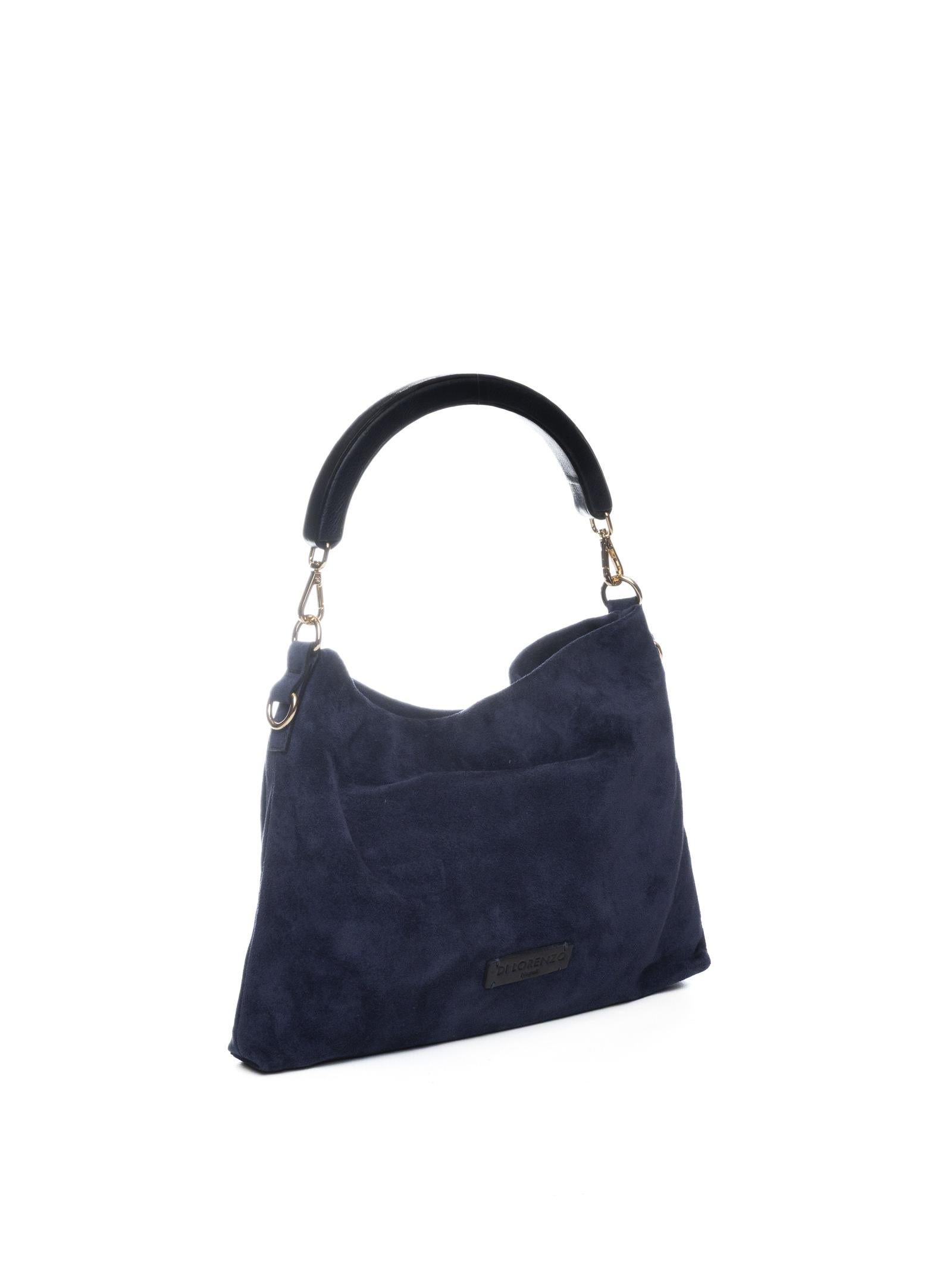 DI LORENZO borsa a spalla fiorellino blu FIORELLINO CAMOSCIO-BLU 