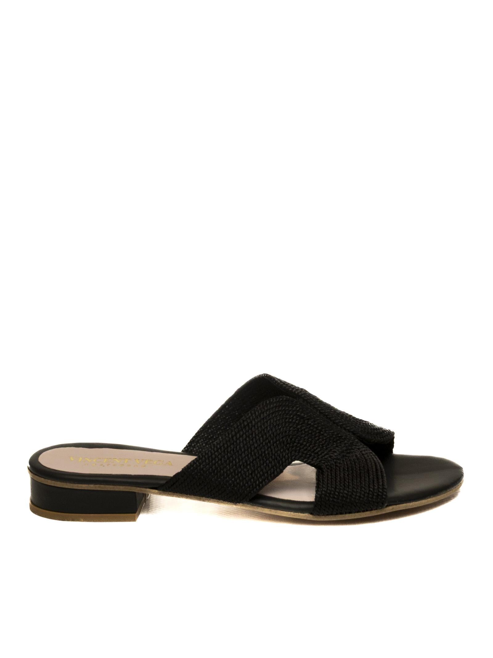 VINCENT VEGA Sandalo leyton raffia nero LEYTON PT20 RAFIA-NERO 