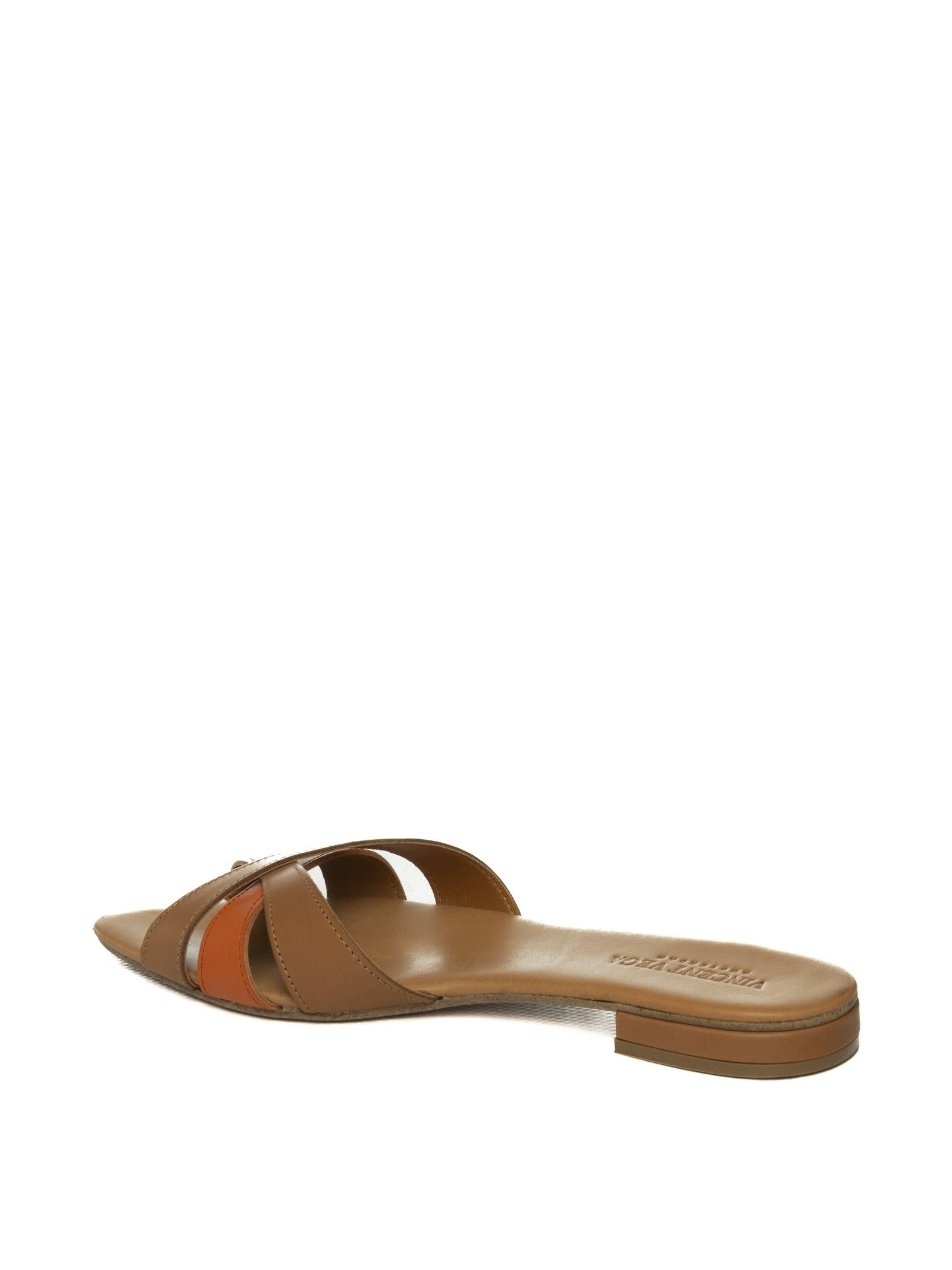 VINCENT VEGA Sandalo pelle cuoio/arancio INGRID D20 VIT-CUOIO/ARANCIO 