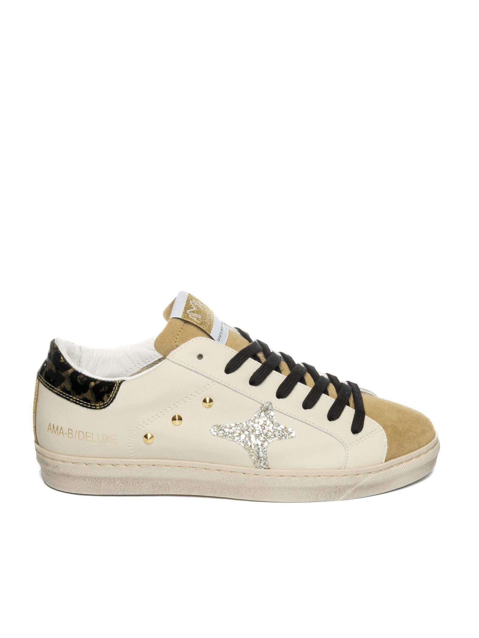 AMA BRAND DELUXE Sneaker pelle banco/beige SNK D 4300-BIA/LEOP 